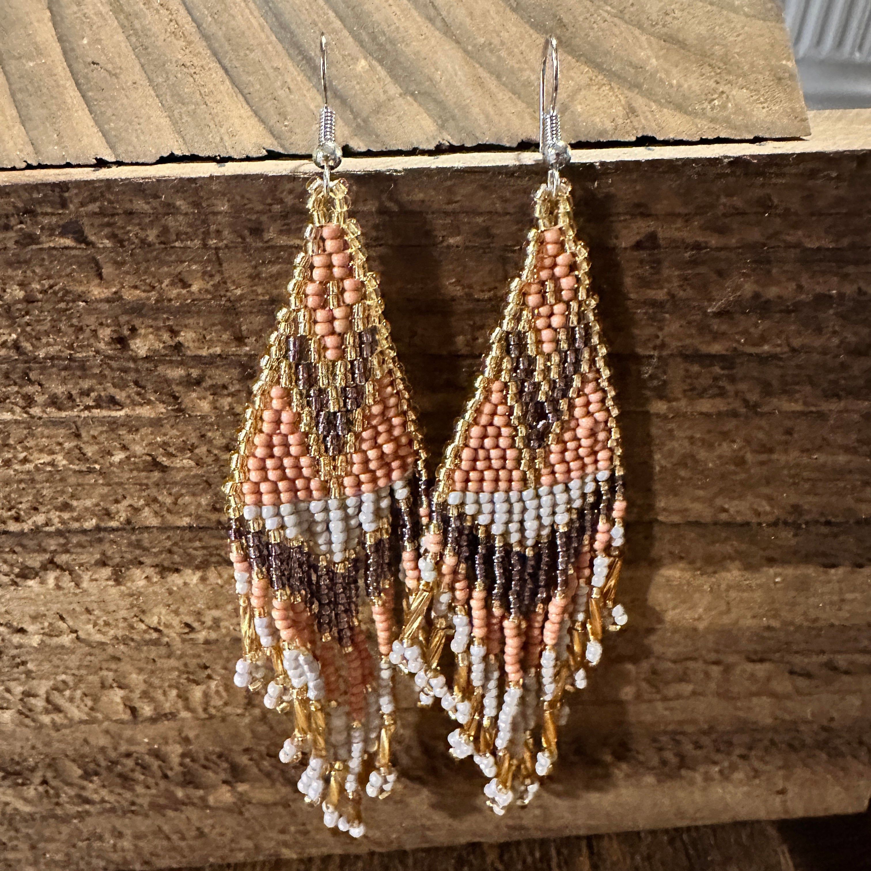 Other Handcrafted Bohemian Navajo Seed Bead Dangle Earrings with P Size ONE SIZE - 5 Thumbnail