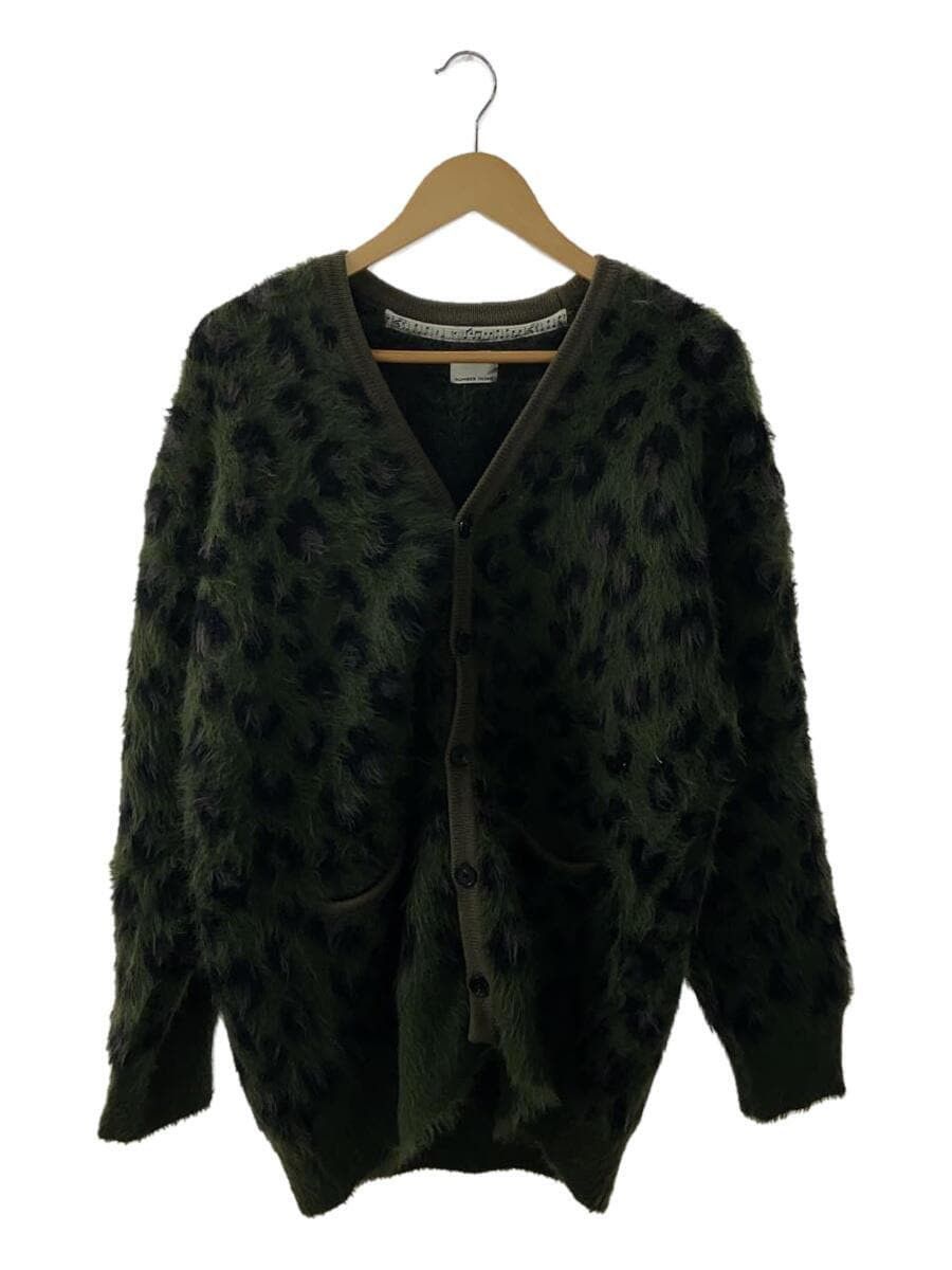 image of Number N Ine Leopard Fuzzy Cardigan in Green, Men's (Size Large)