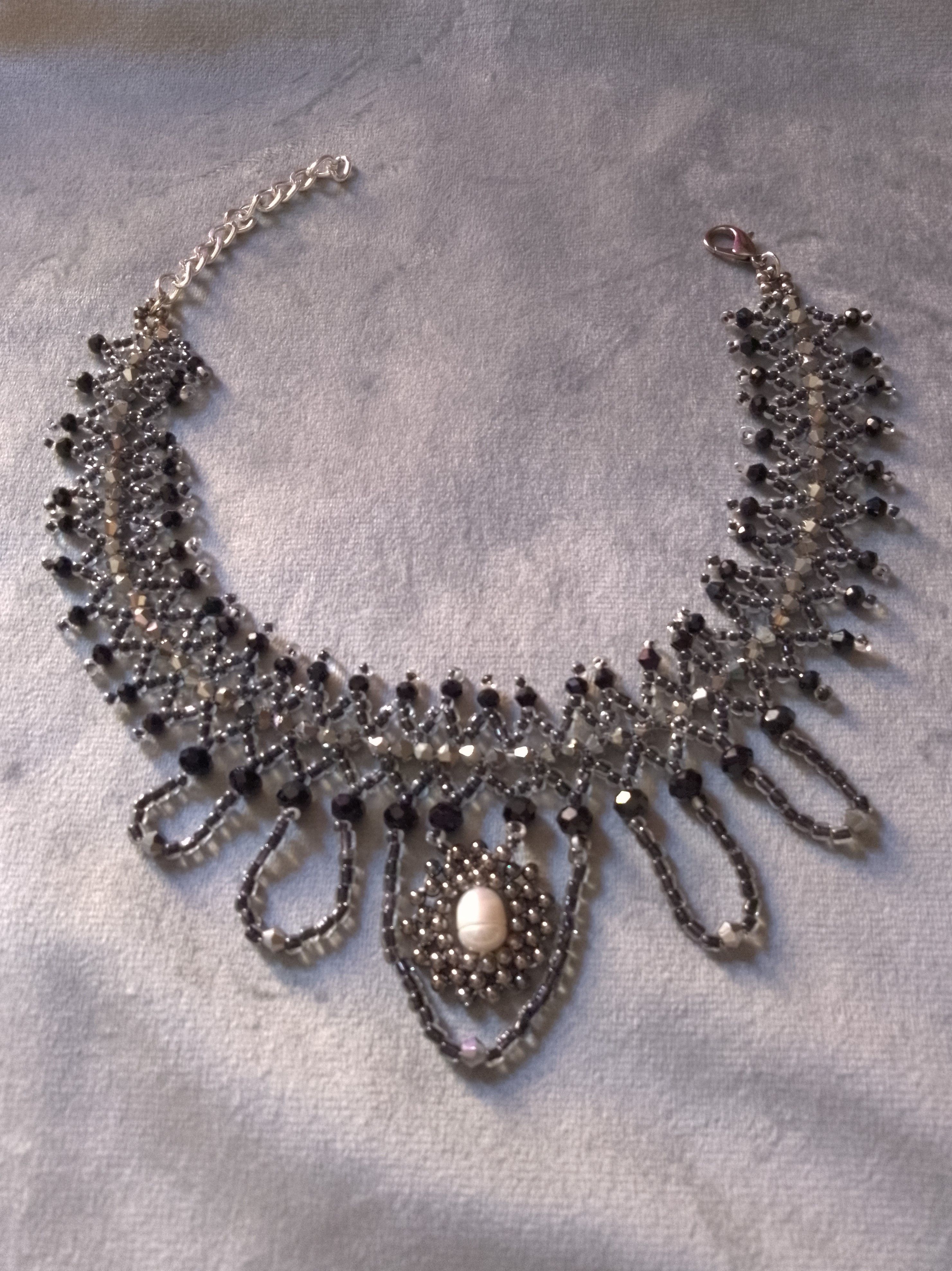 Handmade Gothic Choker Black Pendants Freshwater pearl Size ONE SIZE - 6 Thumbnail