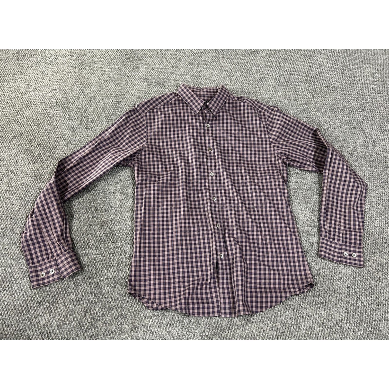 Theory Theory Shirt Mens Small Purple Blue Plaid Long Sleeve Button Up Cotton Casual Size US S / EU 44-46 / 1 - 2 Thumbnail