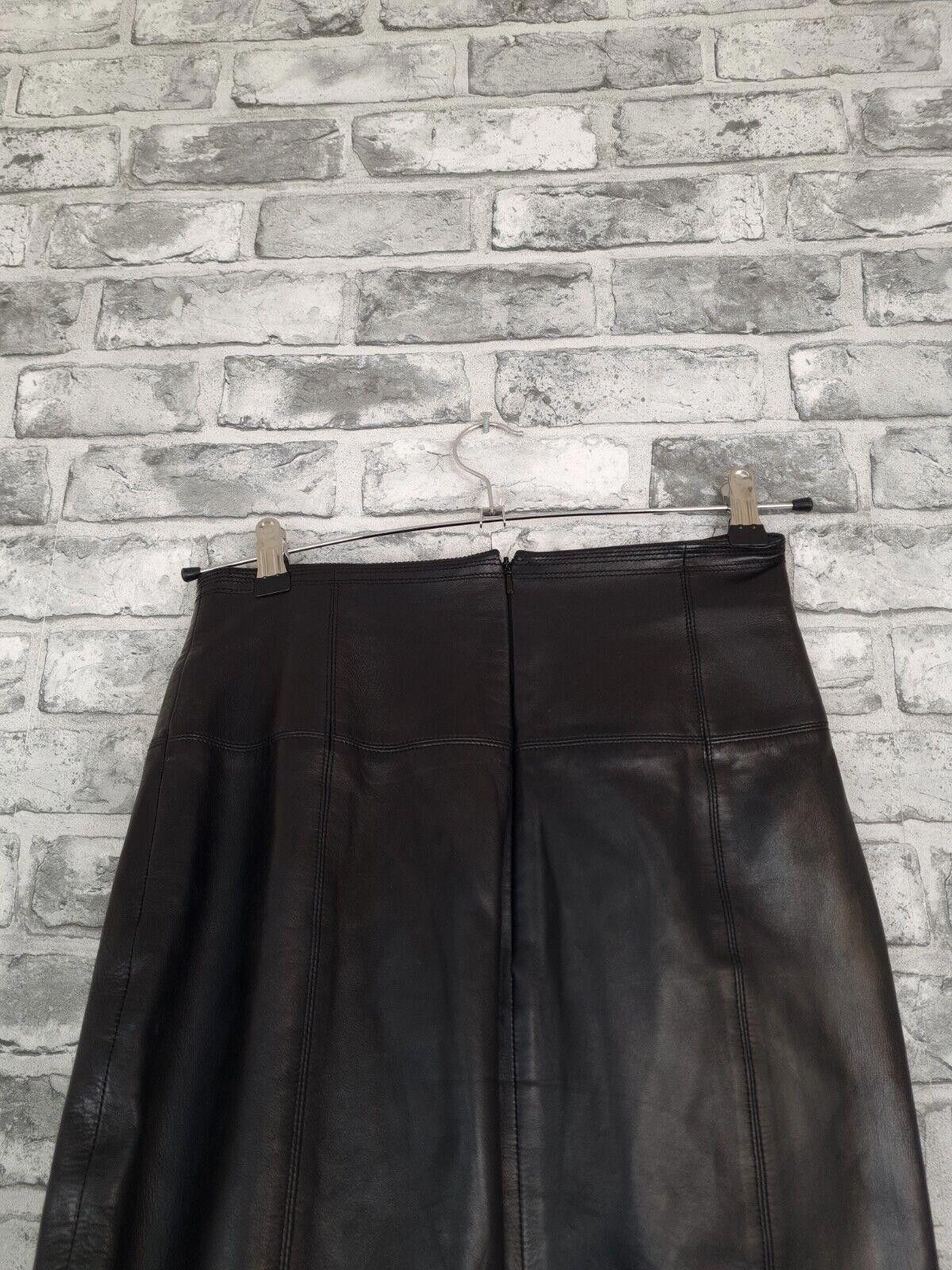 Designer Amanda Wakeley Leather Skirt Size 10 Black Pencil Size 28" / US 6 / IT 42 - 6 Thumbnail
