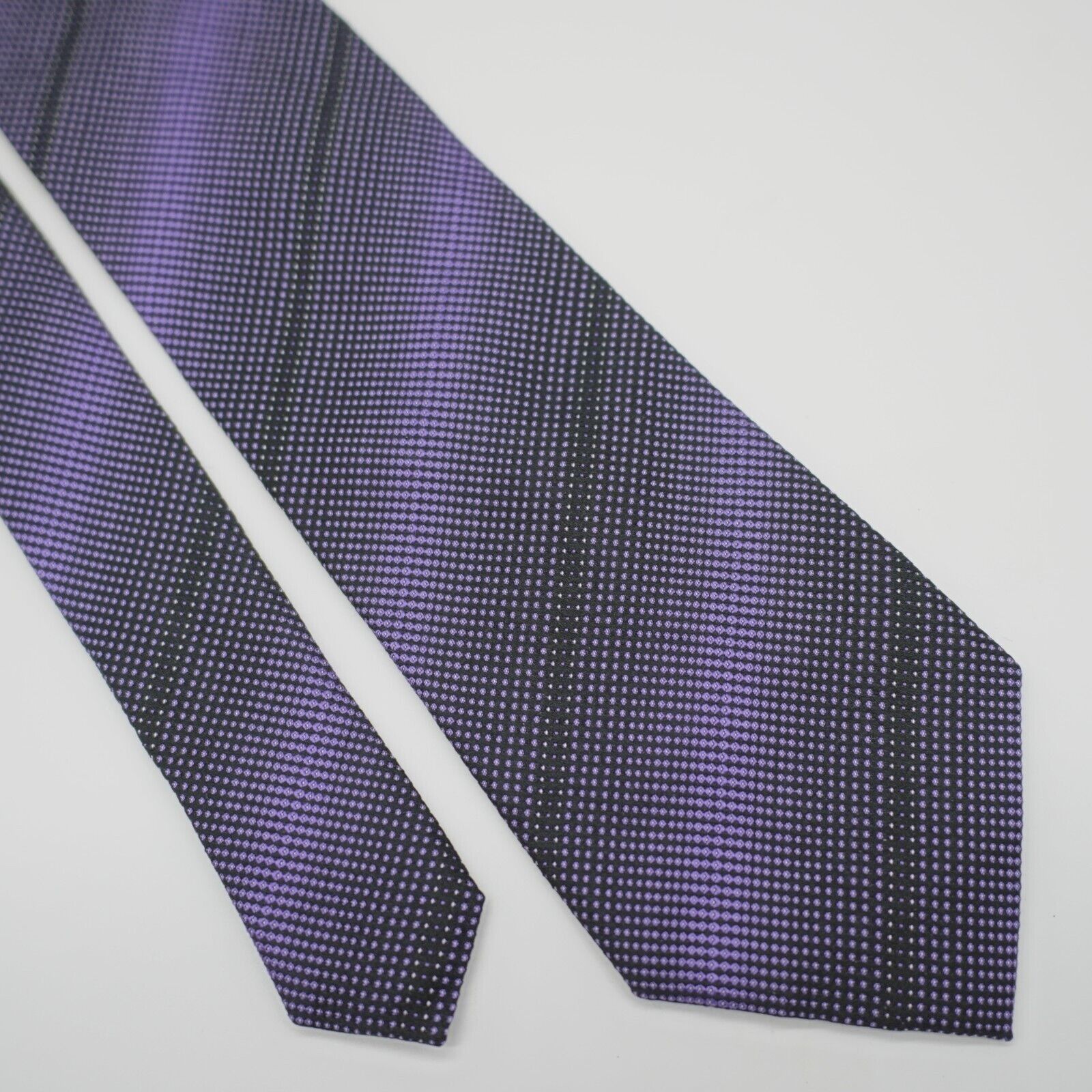 Alfani Alfani Gradient Purple Black Polka Dot Striped Woven Silk Ti Size ONE SIZE - 1 Thumbnail