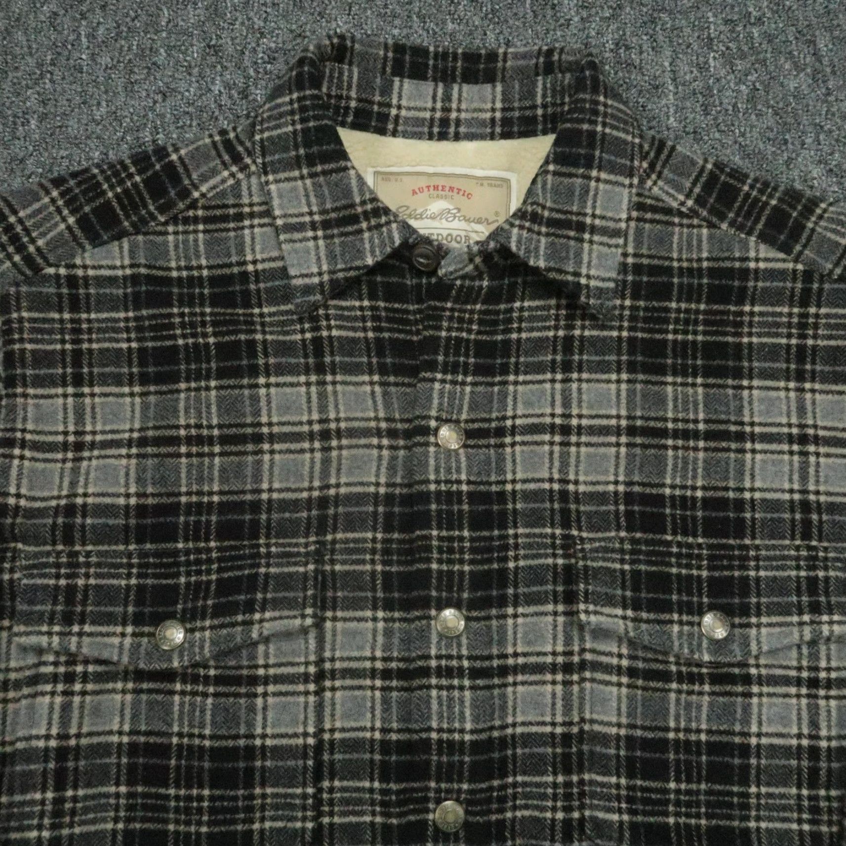 Eddie Bauer Eddie Bauer Jacket Mens Small Black Gray Plaid Sherpa Lined Wool Blend Outdoor Size US S / EU 44-46 / 1 - 2 Thumbnail