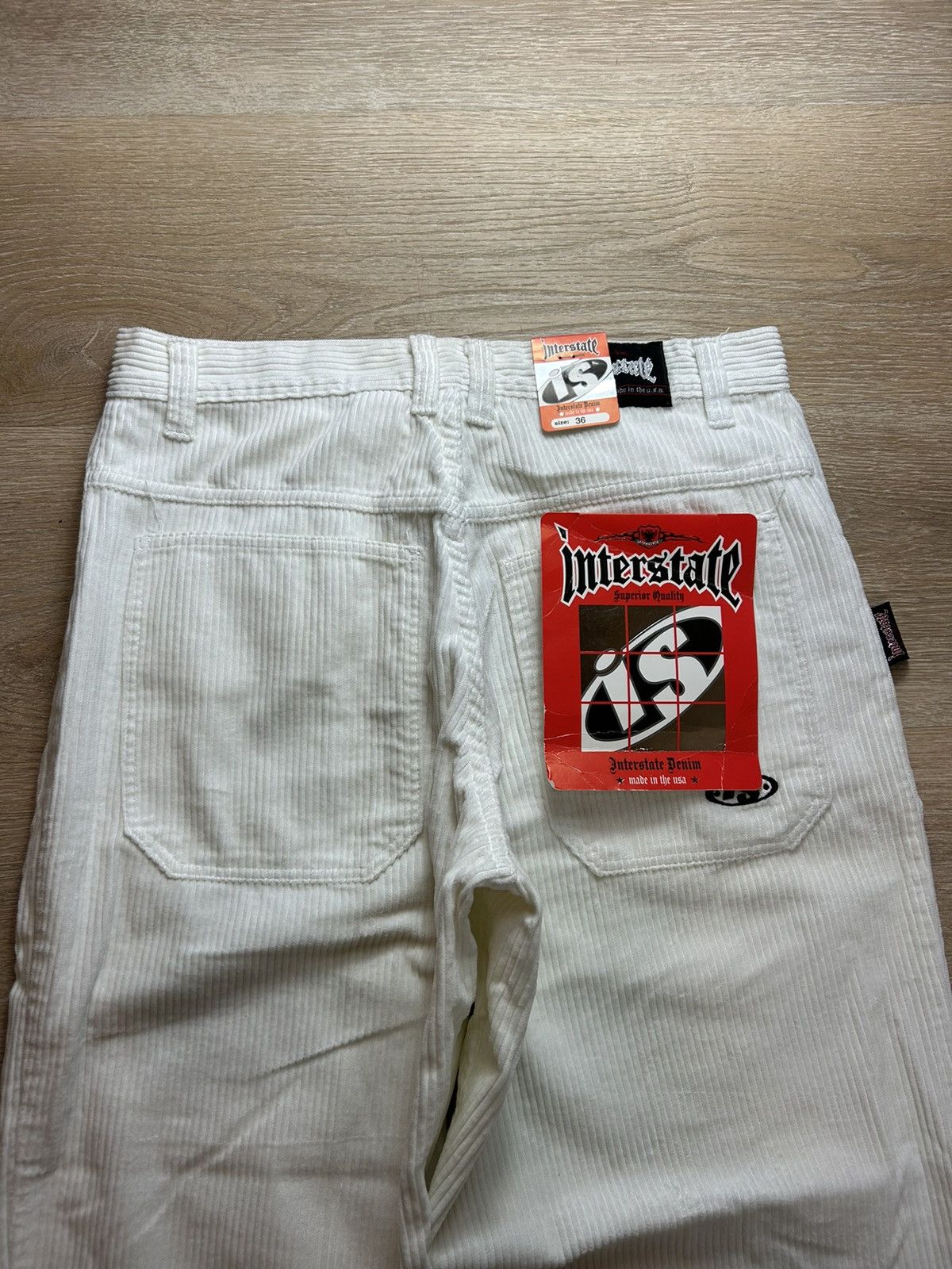 image of Jnco x Vintage Interstate Baggy Wide Leg Corduroy Pants in White, Men's (Size 36)