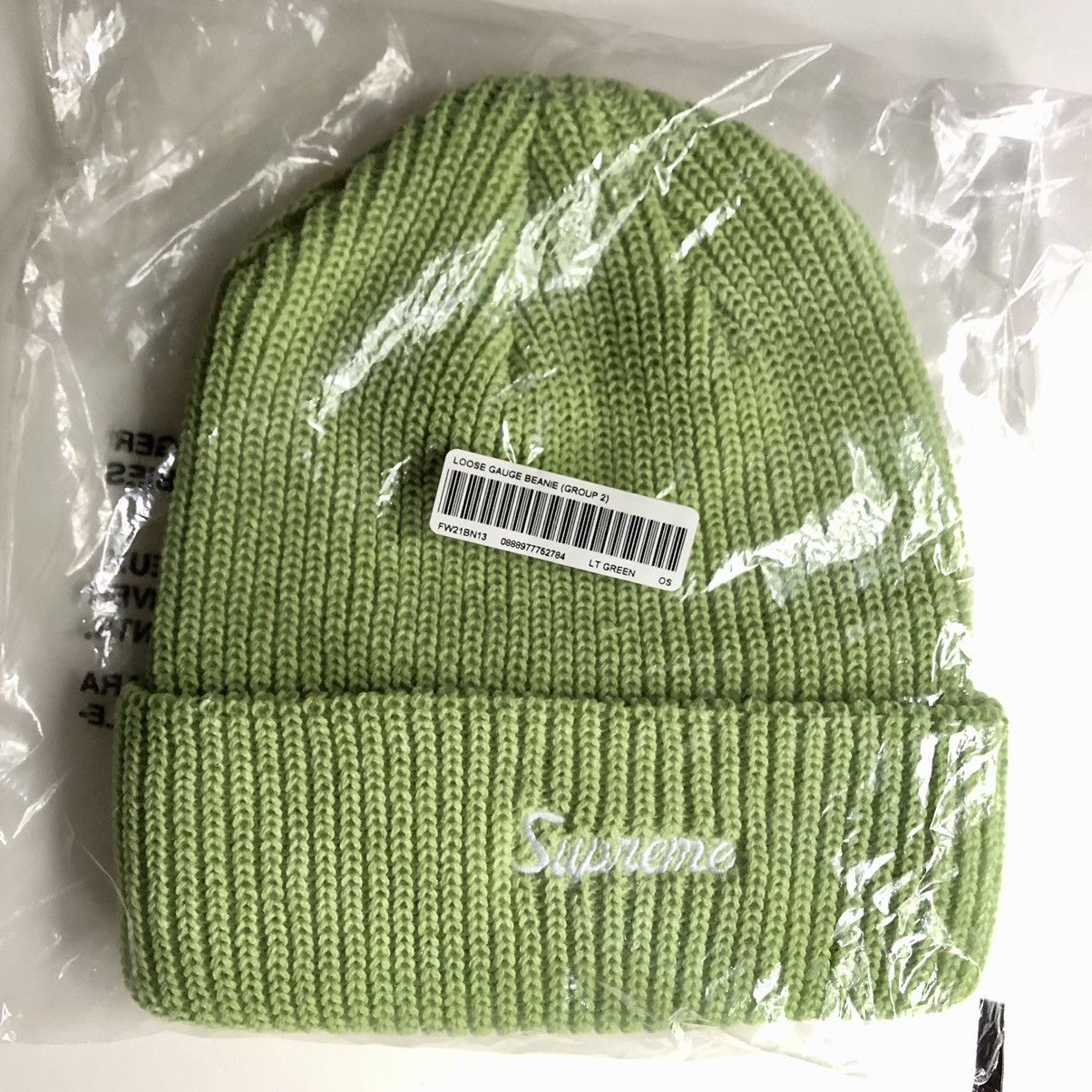 FW21 Supreme Loose Gauge Beanie LIGHT GREEN