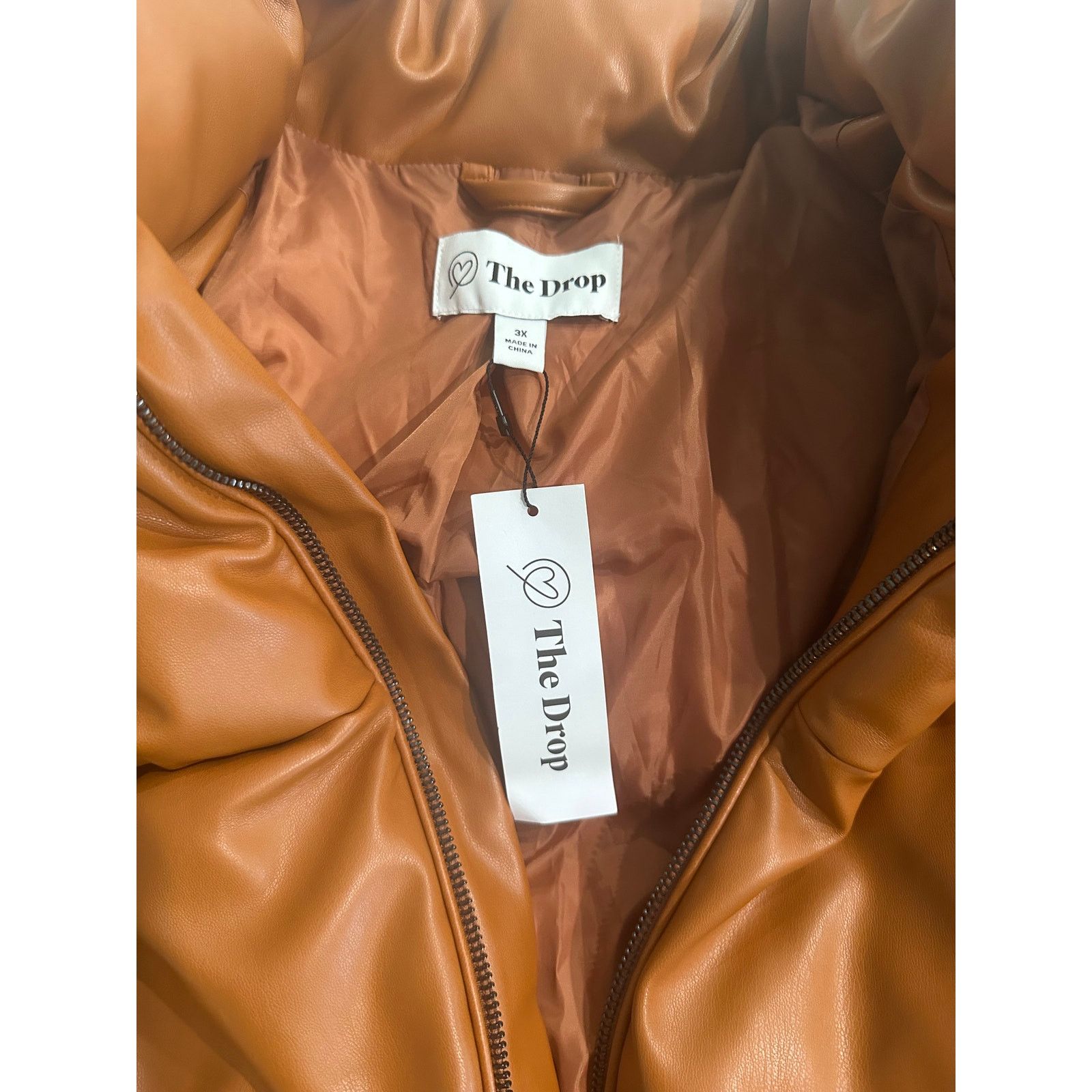 Other NWT Staples by The Drop Women's Priscilla Leather Puffer 3XL Size 3XL / US 20-22 - 3 Thumbnail