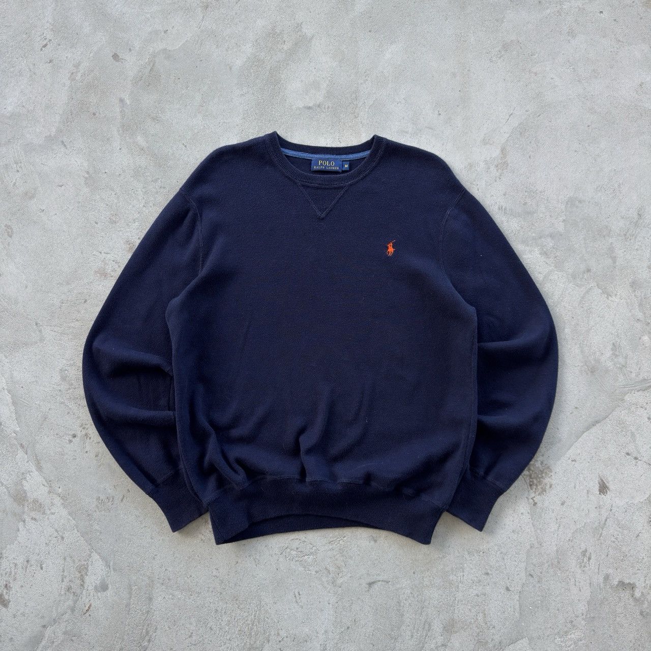 Polo Ralph Lauren Polo Ralph Lauren Navy Crewneck Sweater Orange Pony M Size US M / EU 48-50 / 2 - 1 Thumbnail