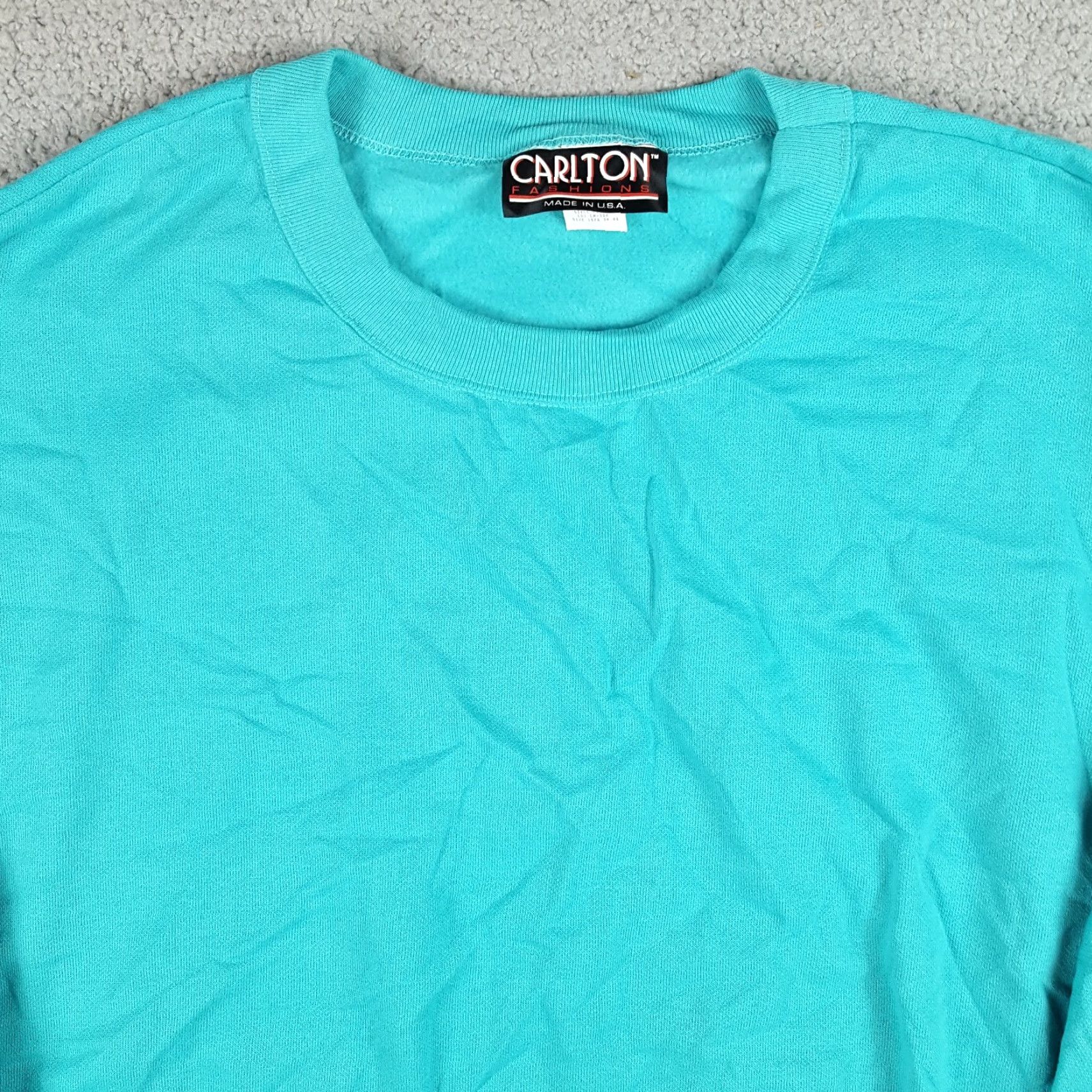 Vintage VINTAGE Carlton Sweatshirt Teal Oversized Crewneck Sweatshirt Women L Blue 80s 90s College Sports Pullover Jumpers Size L / US 10 / IT 46 - 2 Thumbnail