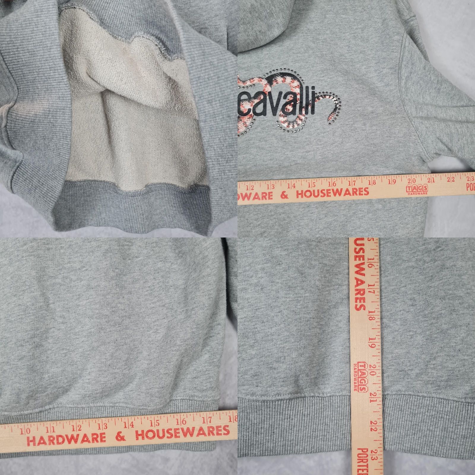 Roberto Cavalli Roberto Cavalli Hoodie Mens Large Gray Snake Graphic Studded Sweatshirt Designer Size US L / EU 52-54 / 3 - 9 Thumbnail