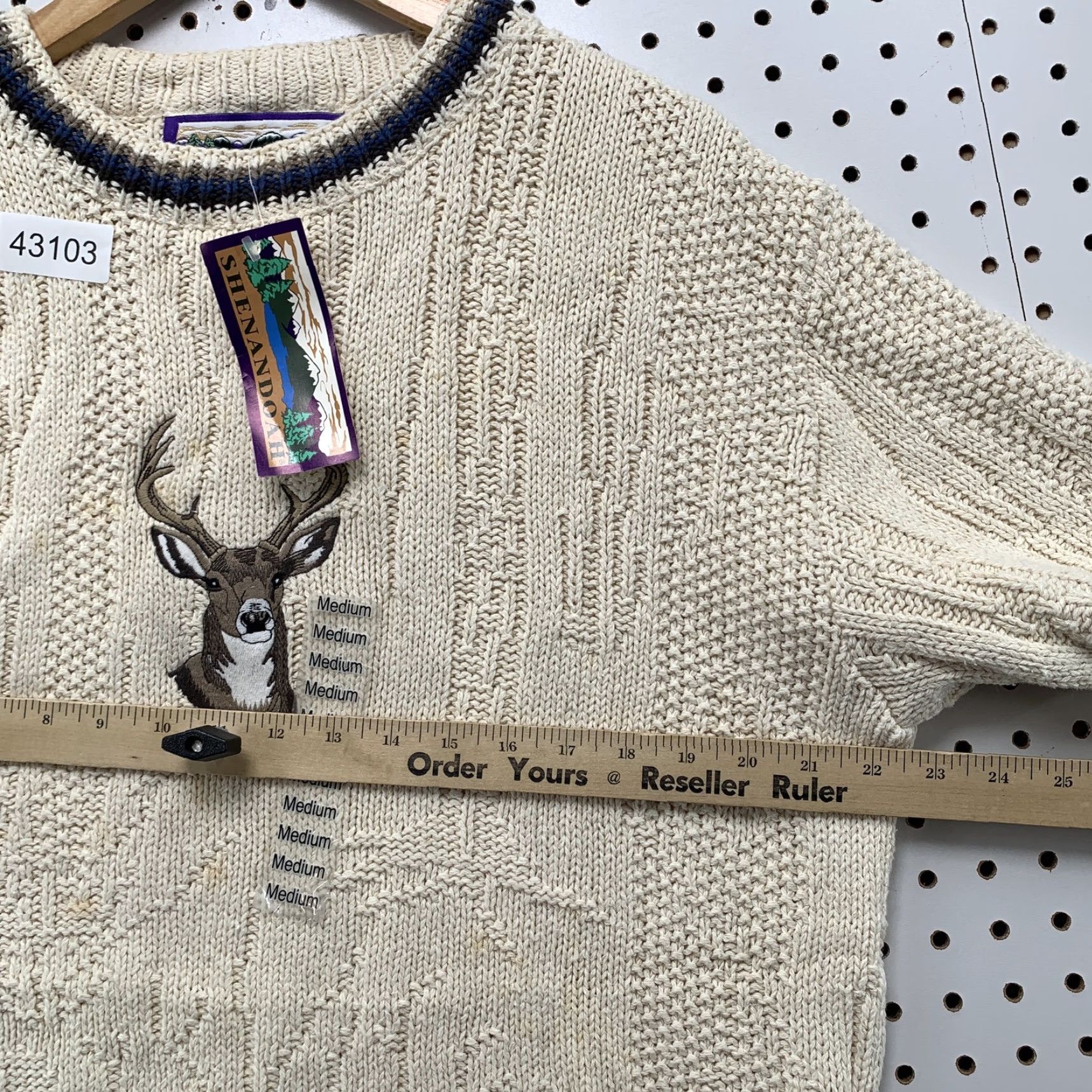 Vintage VINTAGE Shenandoah Sweater Beige Medium Chunky-Knit Crew Neck Pullover Deer NWT Mens Size US M / EU 48-50 / 2 - 6 Thumbnail
