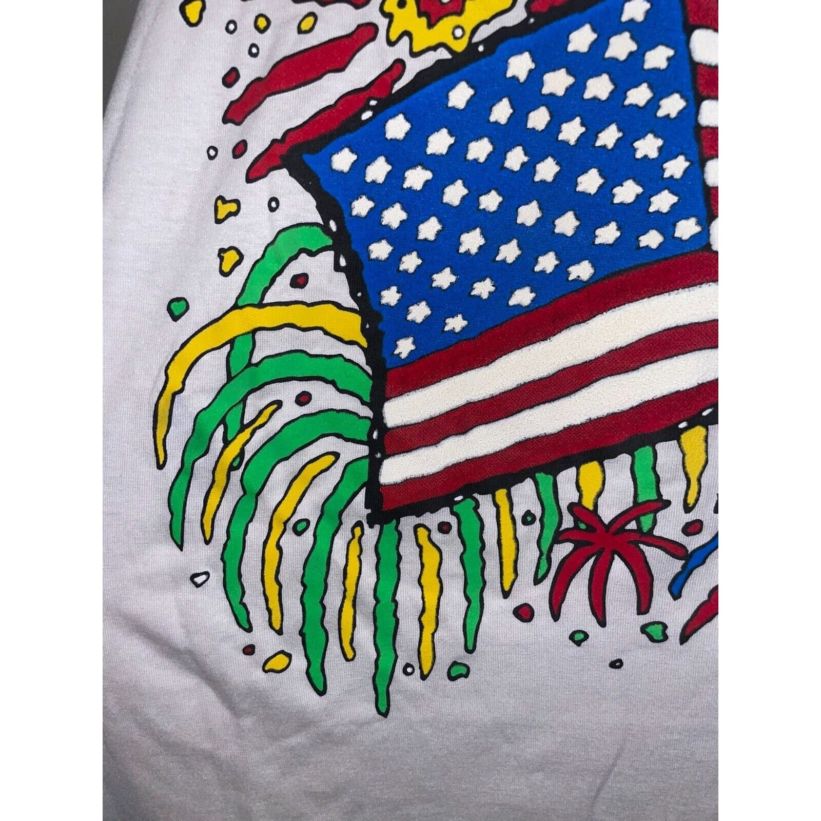 Jerzees Vintage July 4th Shirt Fireworks USA America Graphic Tee 90s Size US L / EU 52-54 / 3 - 5 Thumbnail