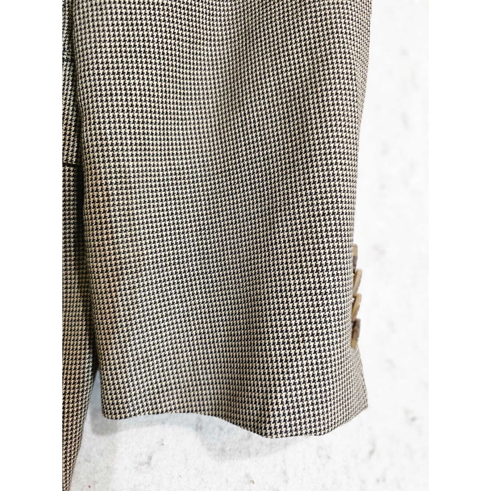 Cremieux Daniel Cremieux Collection Tan Houndstooth Loro Piana 100% Wool Men's Size 40R - Suit, Regular? Size 40R - 6 Thumbnail
