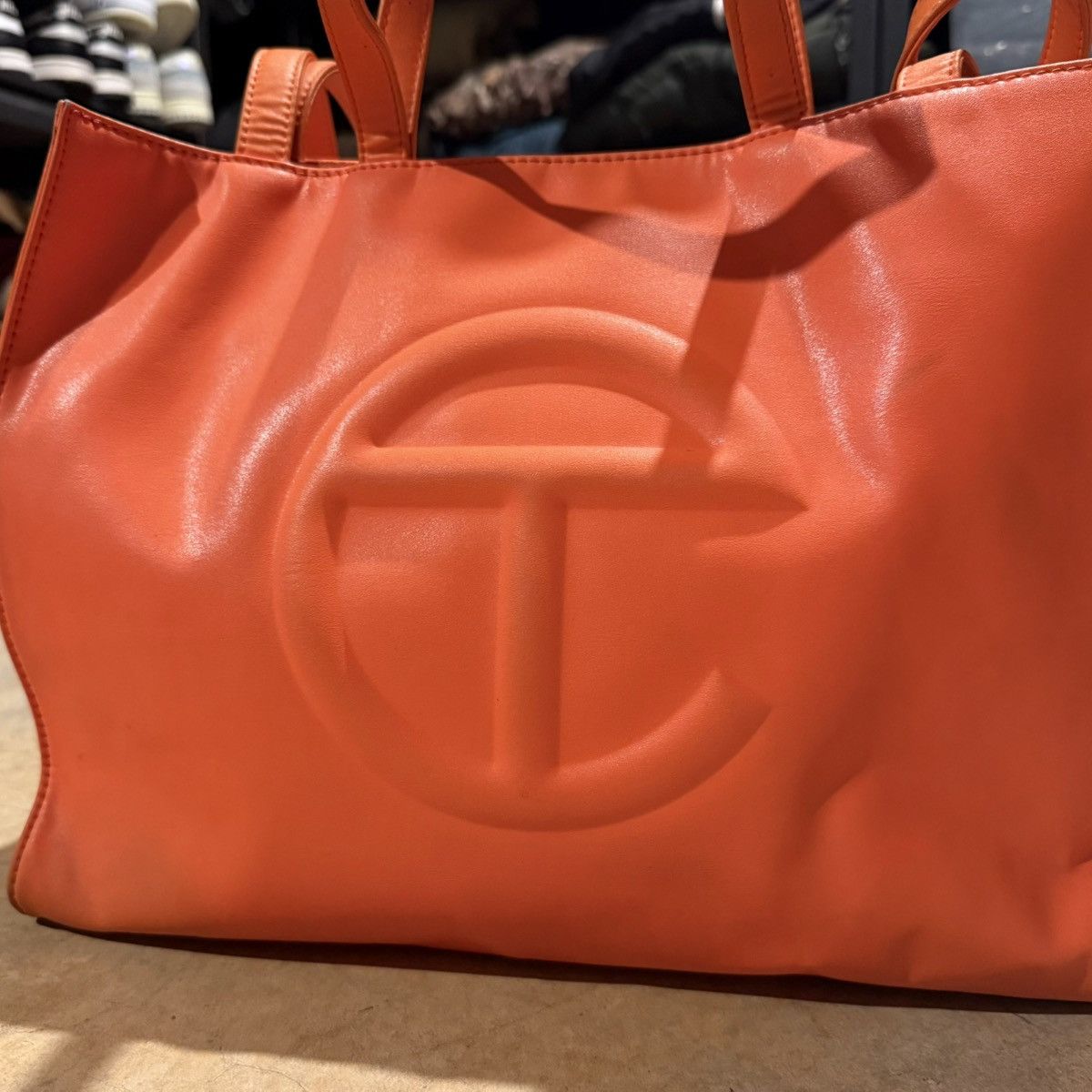 Telfar Telfar Shopping Tote Bag Orange Vegan Leather Medium Size ONE SIZE - 3 Thumbnail
