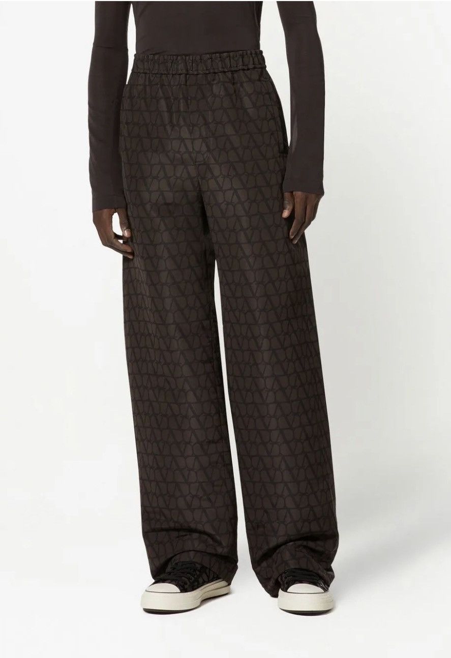 Valentino V logo print silk wide leg trousers.size44 Size US 30 / EU 46 - 3 Thumbnail