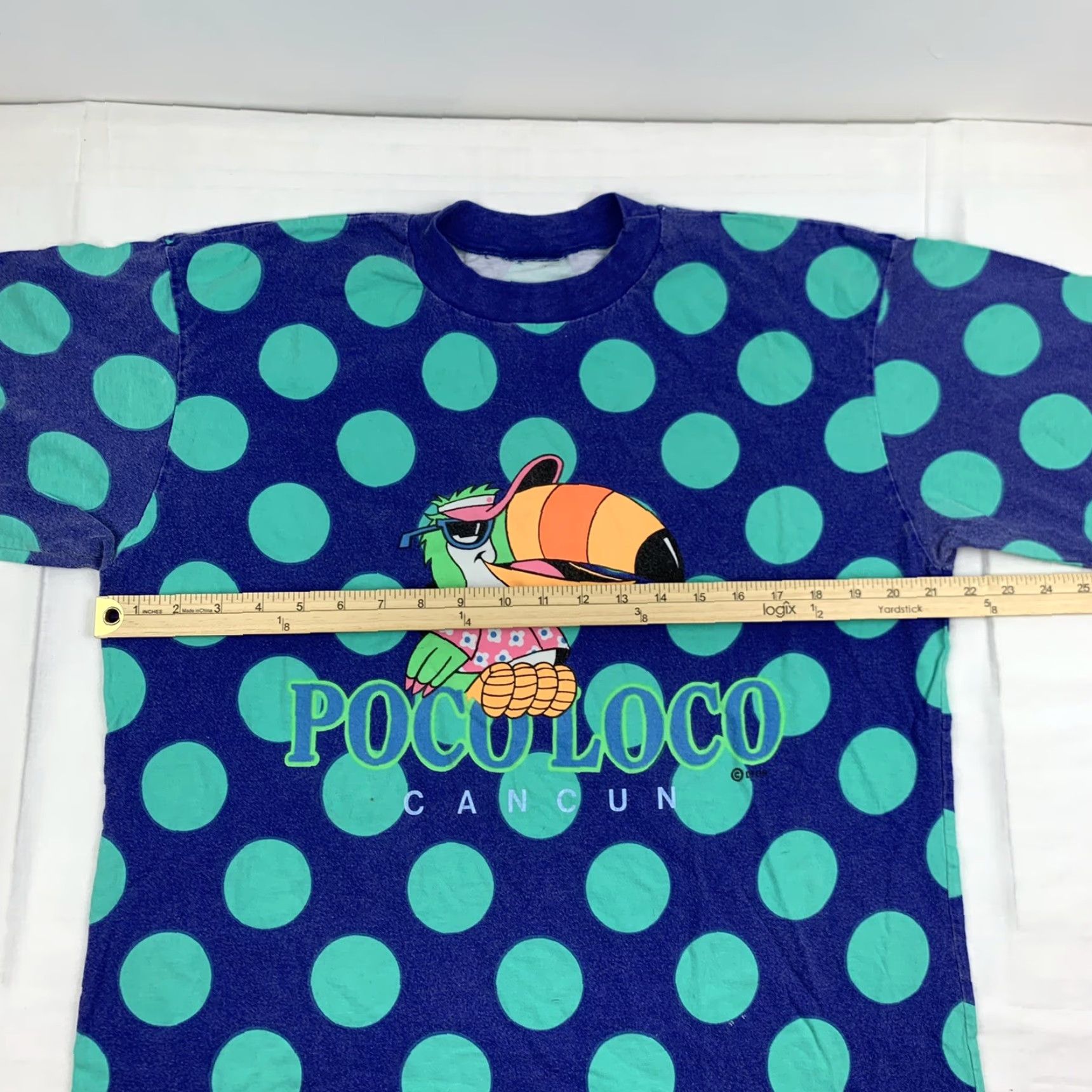 Vintage VINTAGE Poco Loco Cancun T Shirt Adult Large Blue Polka Dots Nature Bird Travel Shirt Mens L Blue Polka Dot 90s Vintage Size US L / EU 52-54 / 3 - 7 Thumbnail