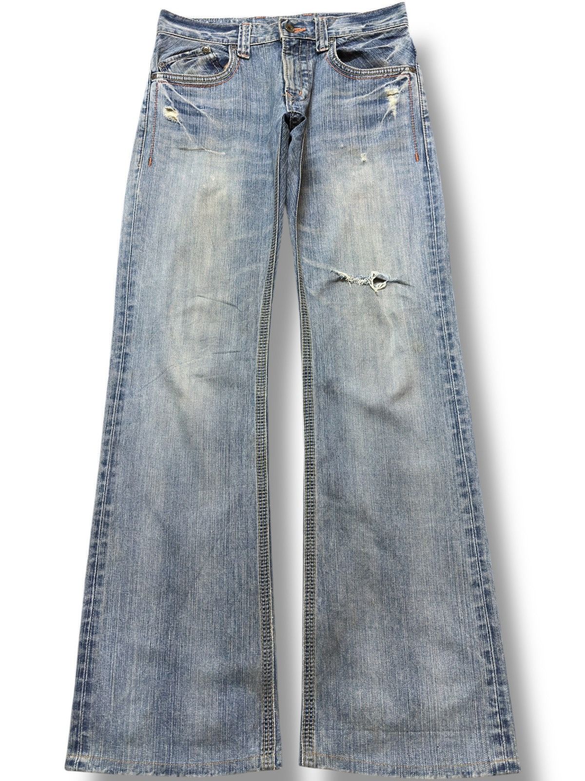 Vintage Edwin XV-S Flare Faded Buckle Belt Denim