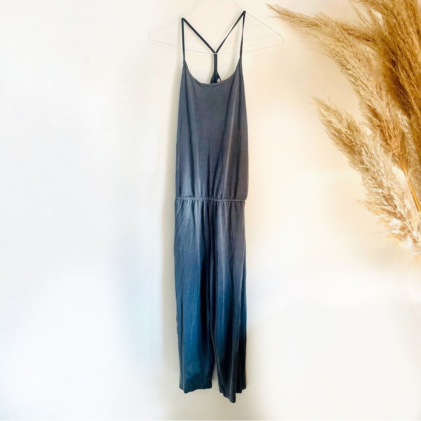Gap GAP Grey Blue Tie Racerback Tank Top Slim Jumpsuit Romper Size 28" / US 6 / IT 42 - 2 Thumbnail
