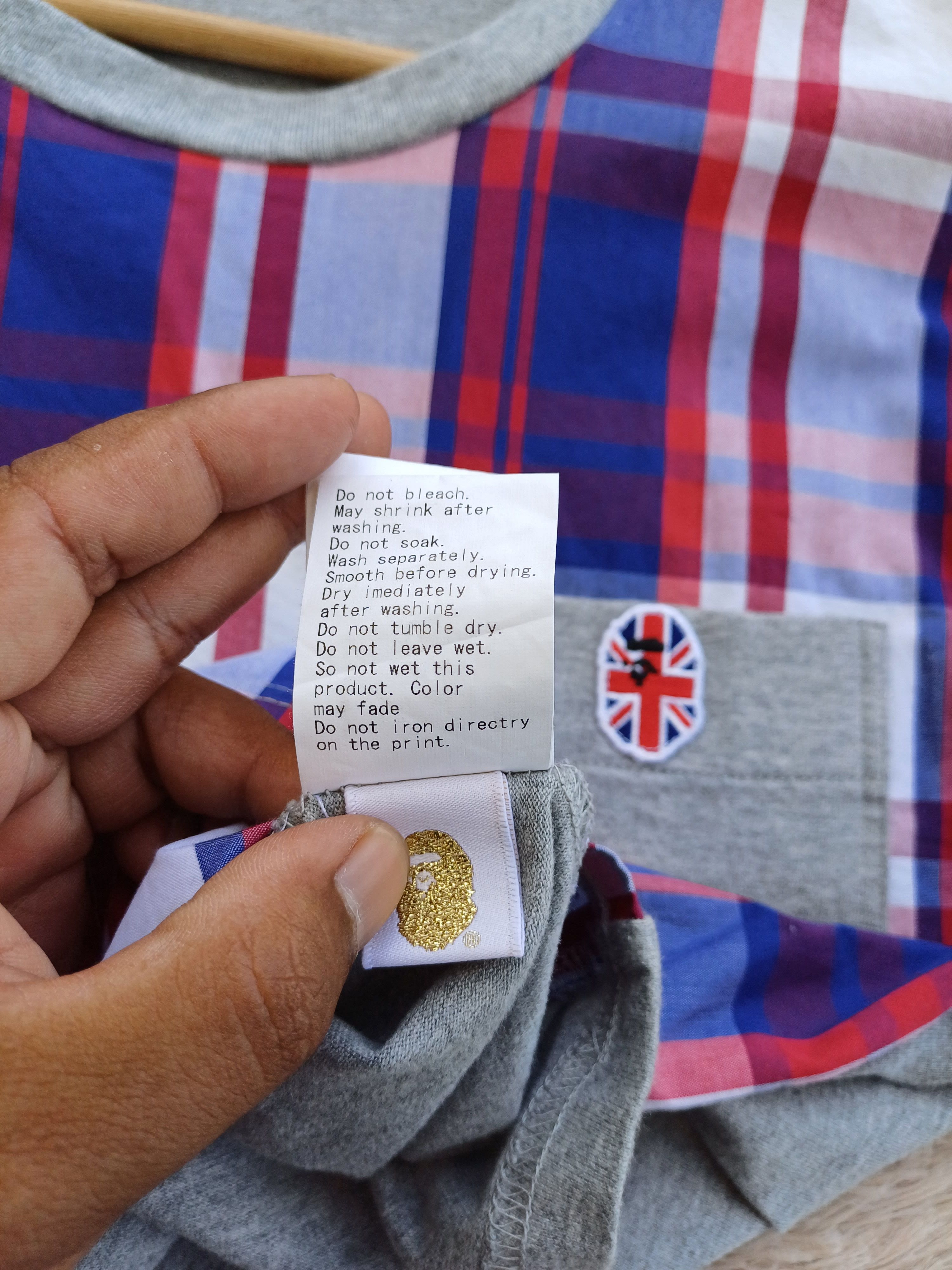 Bape Bape Check Union Jack Pocket Tee Size US S / EU 44-46 / 1 - 10 Thumbnail