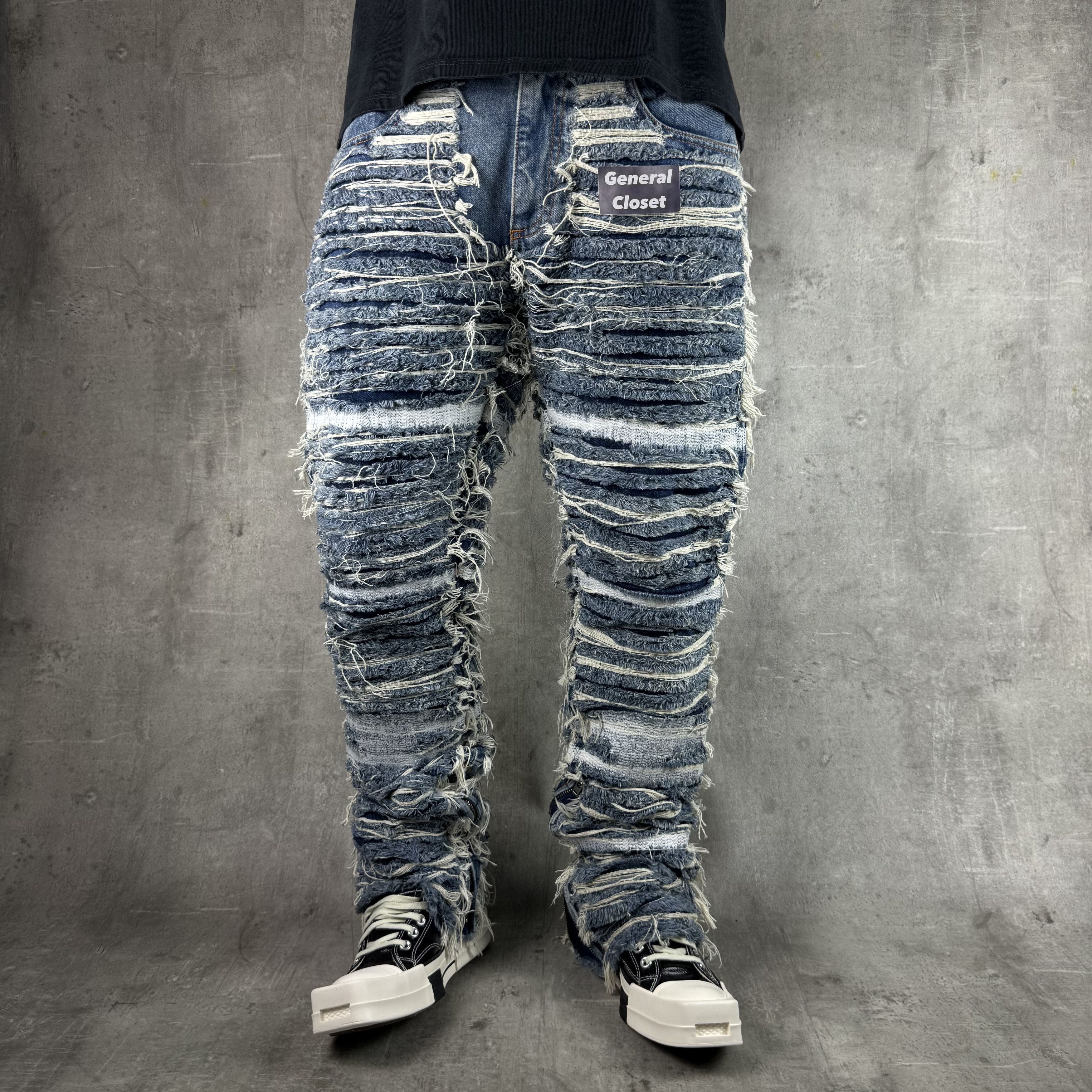 1017 ALYX 9SM × Blackmeans 1017 ALYX 9SM BLACKMEANS Shredded Denim Distressed Jeans Size US 34 / EU 50 - 2 Thumbnail