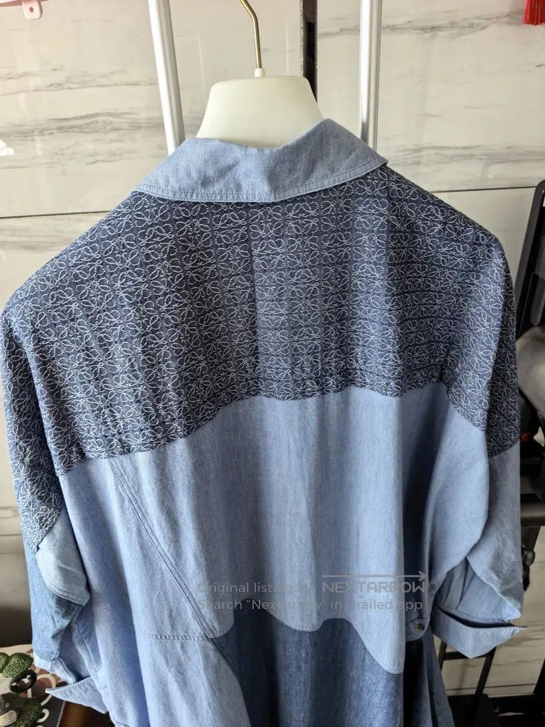 Loewe Loewe Denim Shirt Dress with Full Logo on Back Size XXS / US 00 / IT 34 - 5 Thumbnail