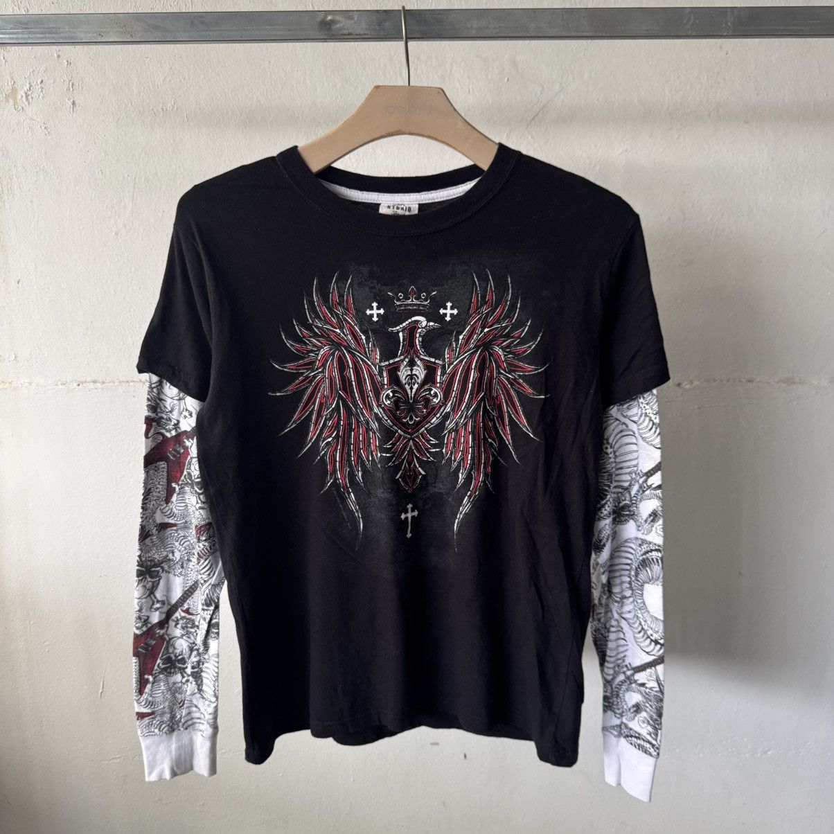 If Six Was Nine 2000s Y2K Grunge Emo Layered Thermal Cross Skull 