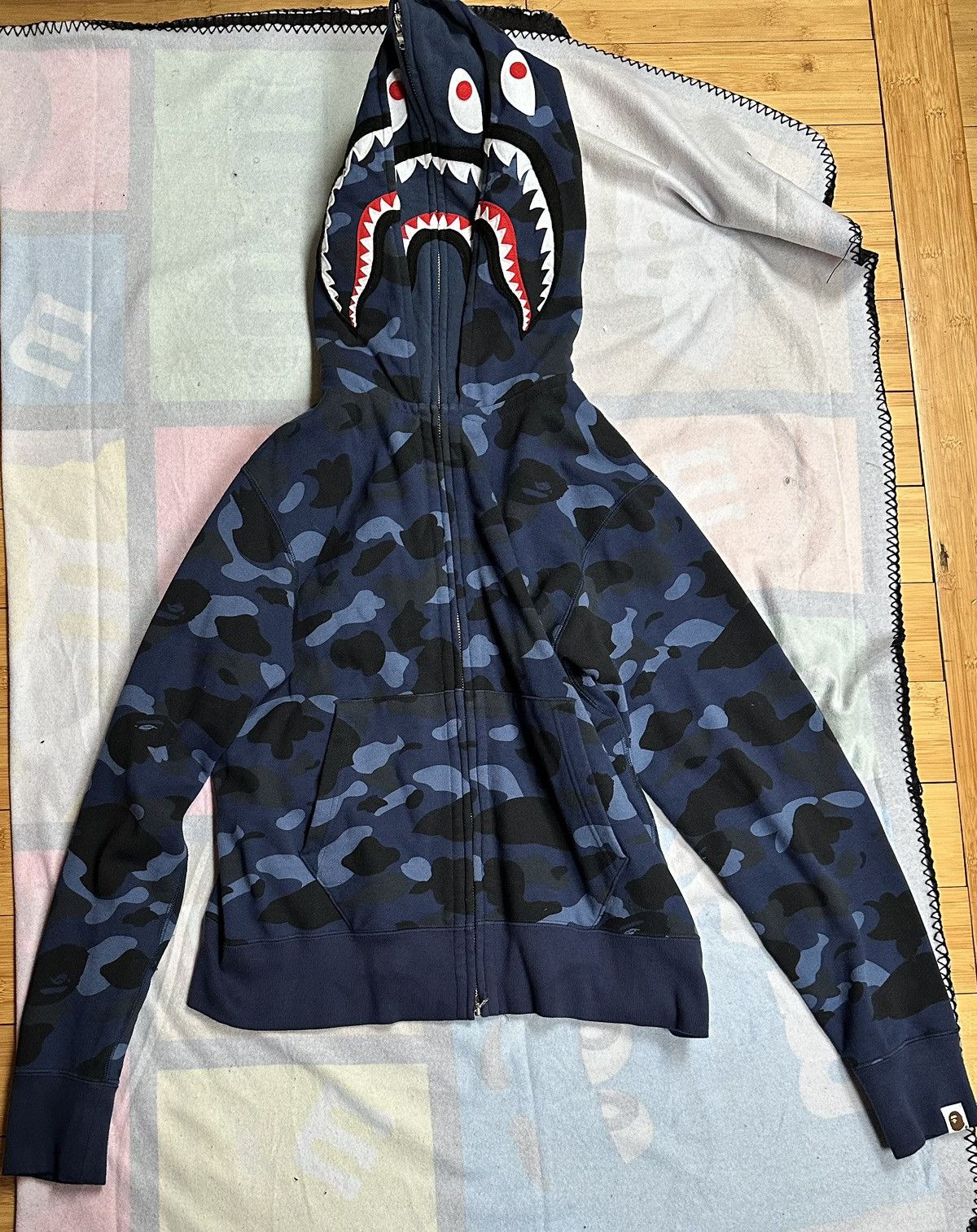 Bape Color Camo Shark Wide Full Zip Double Hoodie Grailed