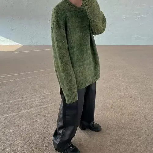 Japanese Brand Pepper x Asuka Green Mohair Knit Sweater Size US L / EU 52-54 / 3 - 5 Thumbnail