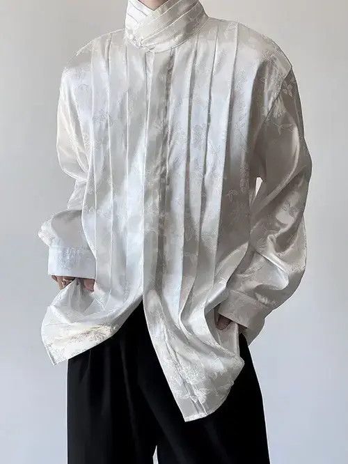 VIBE Fashion Loose Casual Floral Pleated Button Down L Shirt Size US L / EU 52-54 / 3 - 2 Thumbnail