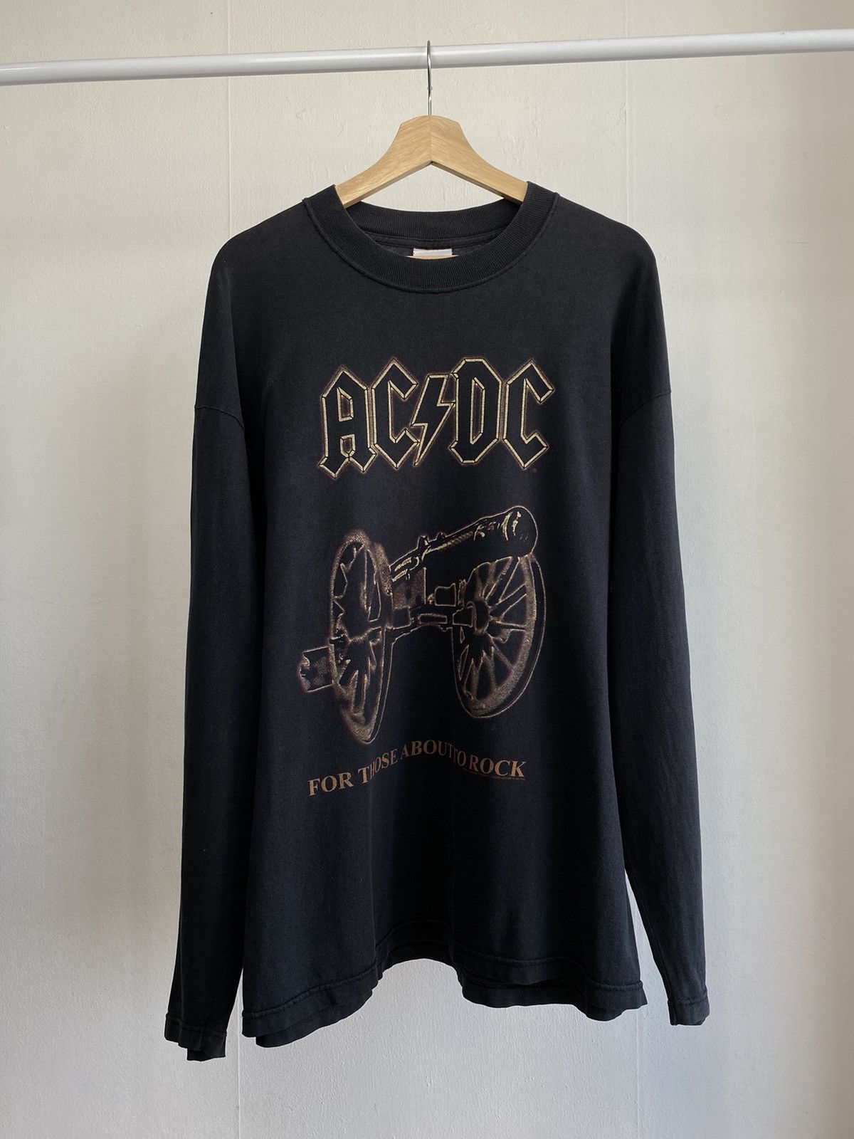 Image of Acdc x Band Tees Vintage 1999 Ac/dc For Those About To Rock Band Tee in Black, Men's (Size XL)