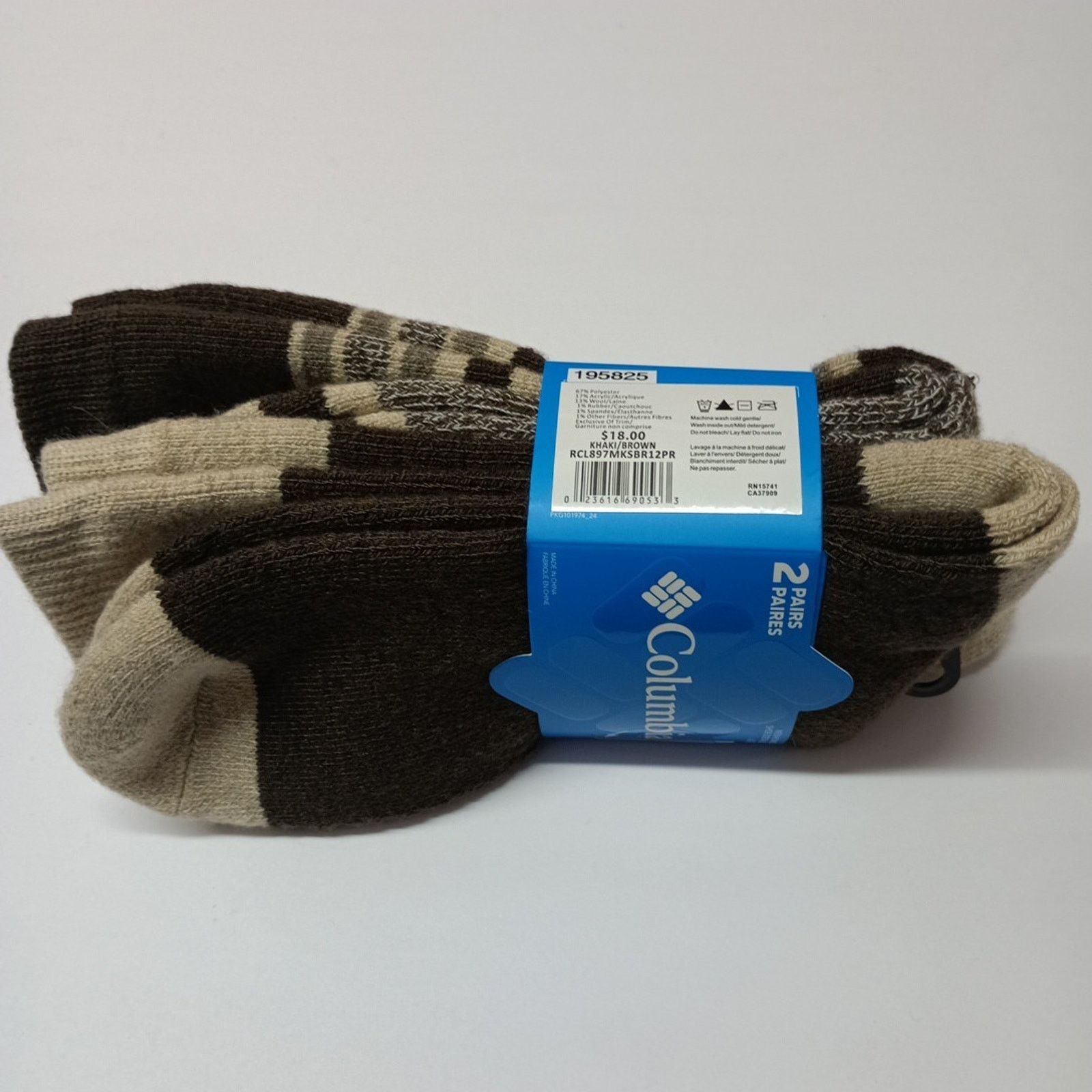 Columbia Columbia 2 Pack Brown Striped Wool Crew Socks Mens Size 6-12 Size ONE SIZE - 4 Thumbnail