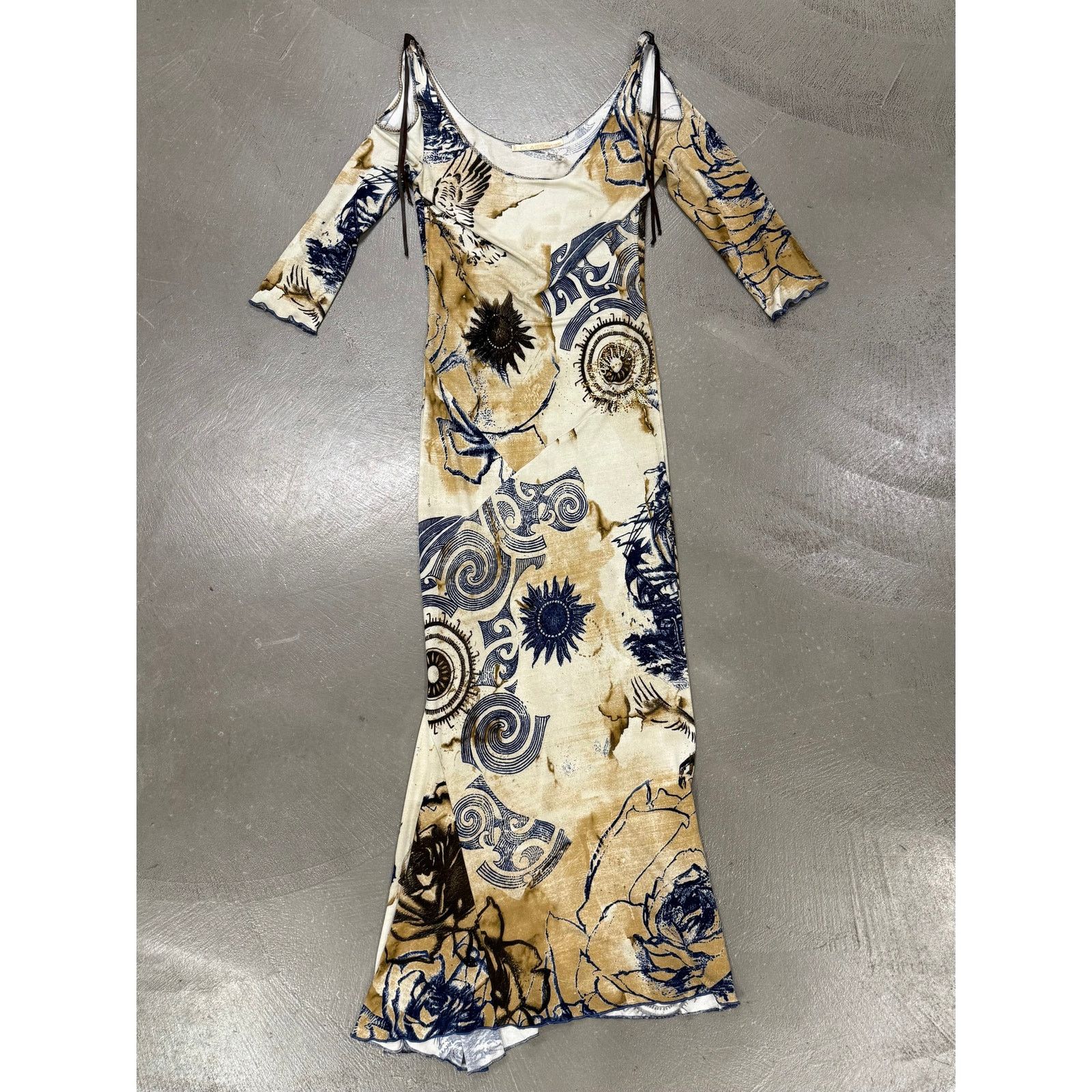 Roberto Cavalli 2000s Roberto Cavalli geometric open shoulder long dress Size L / US 10 / IT 46 - 3 Thumbnail