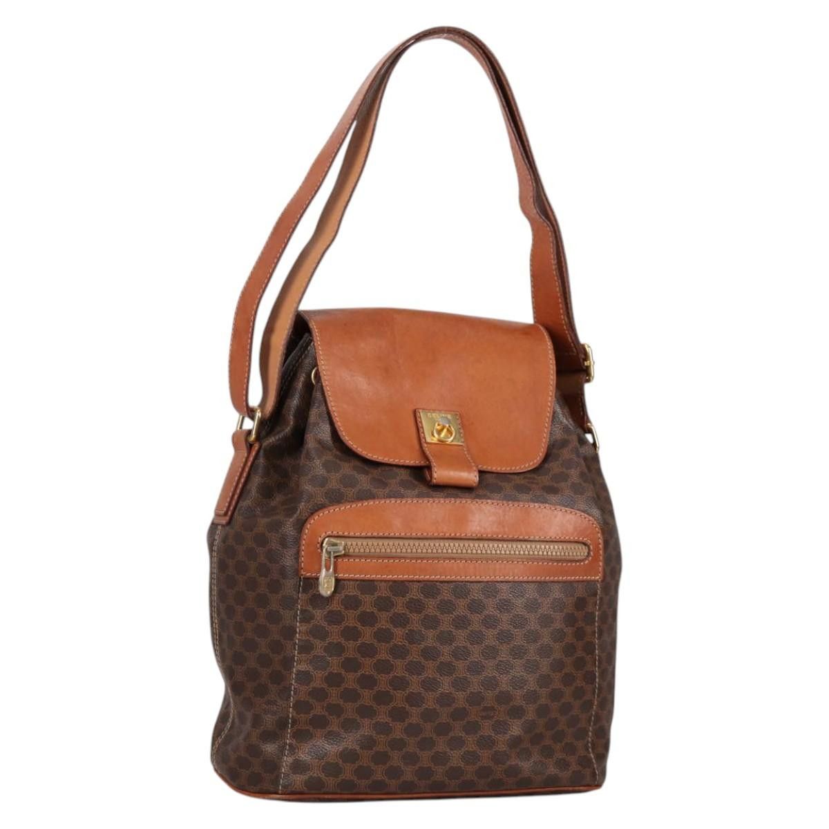 Celine CELINE Macadam Canvas Shoulder Bag Pvc Leather Brown Gold Size ONE SIZE - 1 Thumbnail