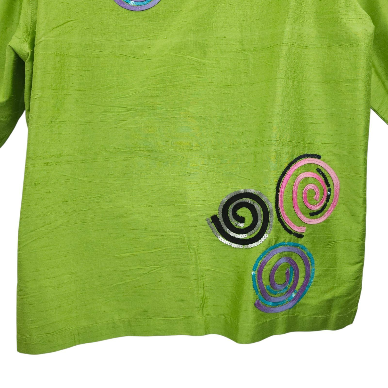 Other Bleu Bayou Jacket Tank 2pc Set L Lime Green Silk Sequin Size L / US 10 / IT 46 - 18 Thumbnail