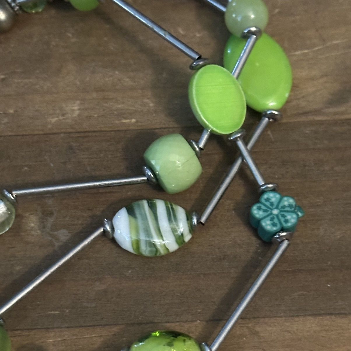 Other Silver tone multi strand layered green bead necklace Size ONE SIZE - 3 Thumbnail