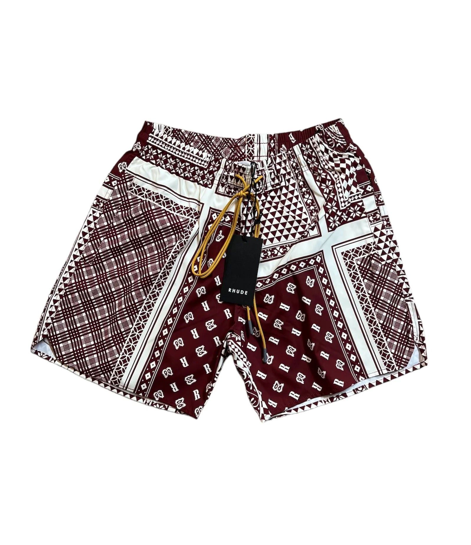 Rhude Card Print Swim Shorts "Maroon/White" Size US 28 / EU 44 - 1 Preview
