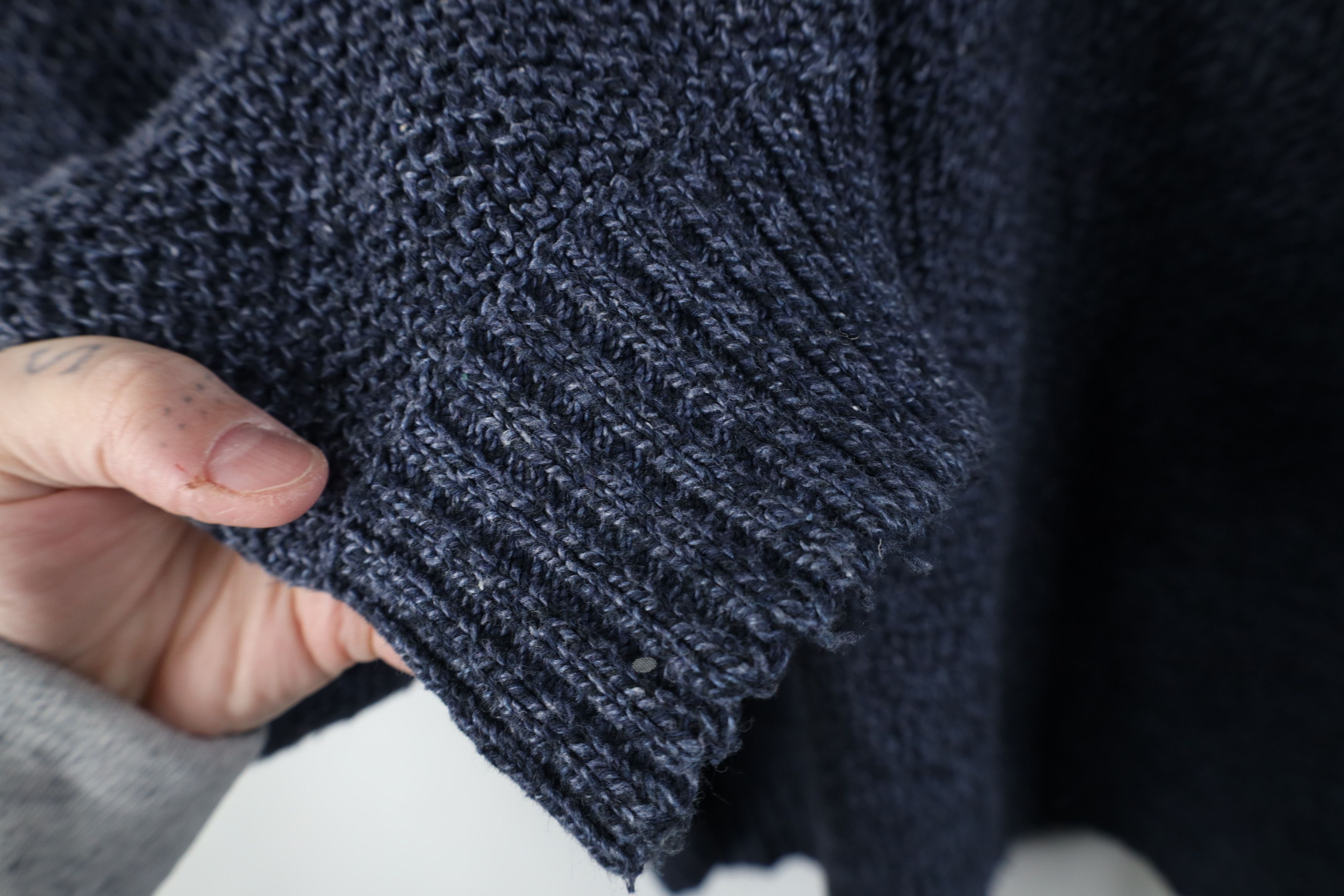 Vintage Vintage 90s Streetwear Knit Marled Henley Sweater Blue USA Size US XXL / EU 58 / 5 - 7 Thumbnail