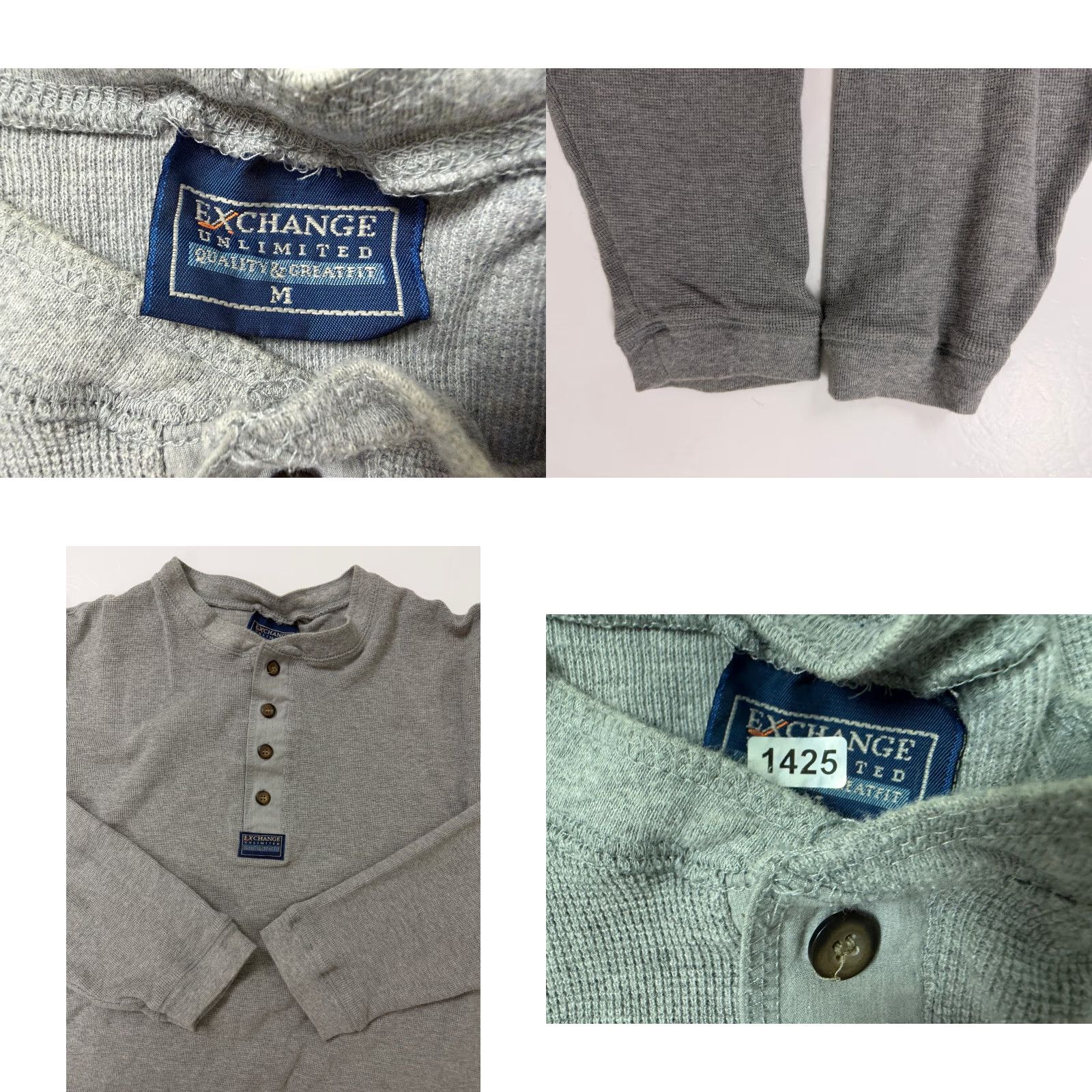 Vintage VINTAGE 90s Waffle-Knit Shirt Men Medium Heather Gray Cotton T-Shirt Outdoor Grunge Hipster 90s Mens Middle Age? Size US M / EU 48-50 / 2 - 9 Thumbnail