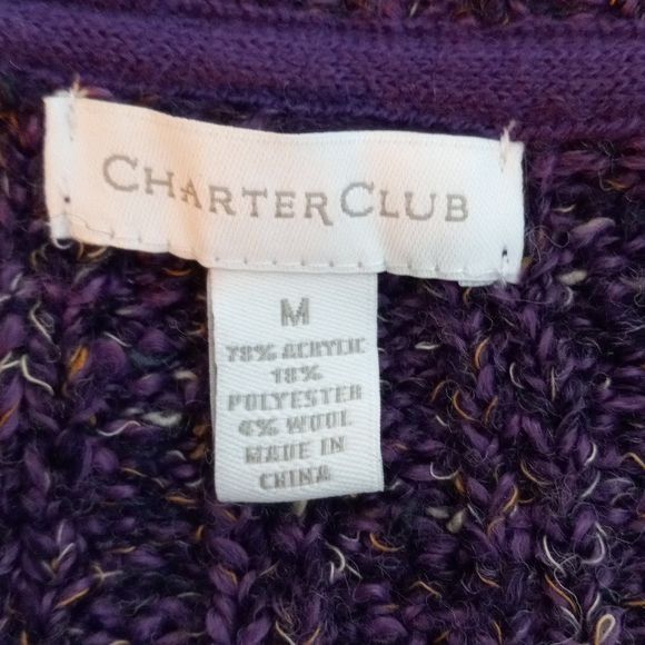 Charter Club Charter Club Size M Cardigan Sweater Purple Knit Short Sleev Size M / US 6-8 / IT 42-44 - 7 Thumbnail