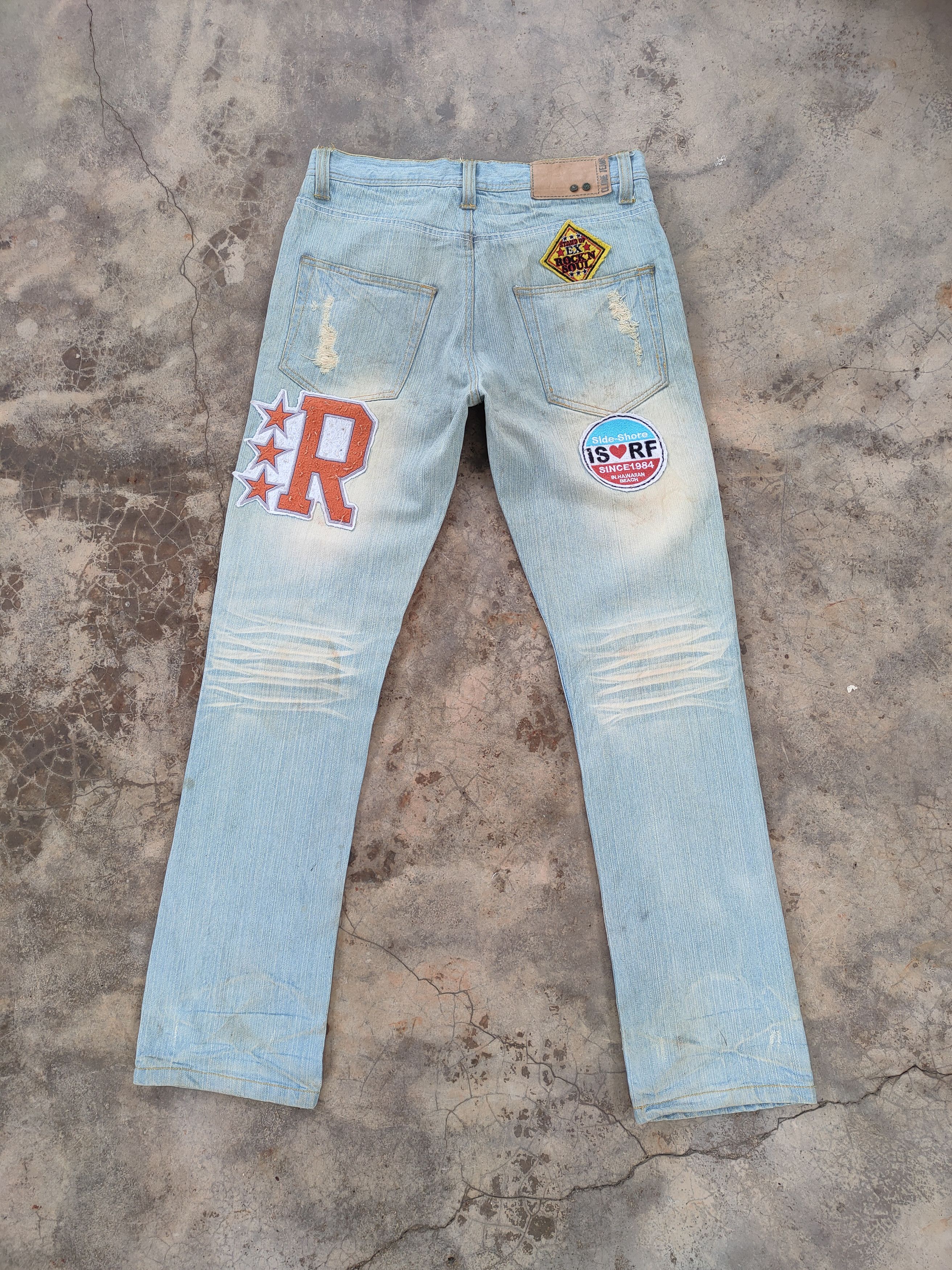 VINTAGE CLONE DEVGRU PATCH RIPPED FADED JEANS PANTS