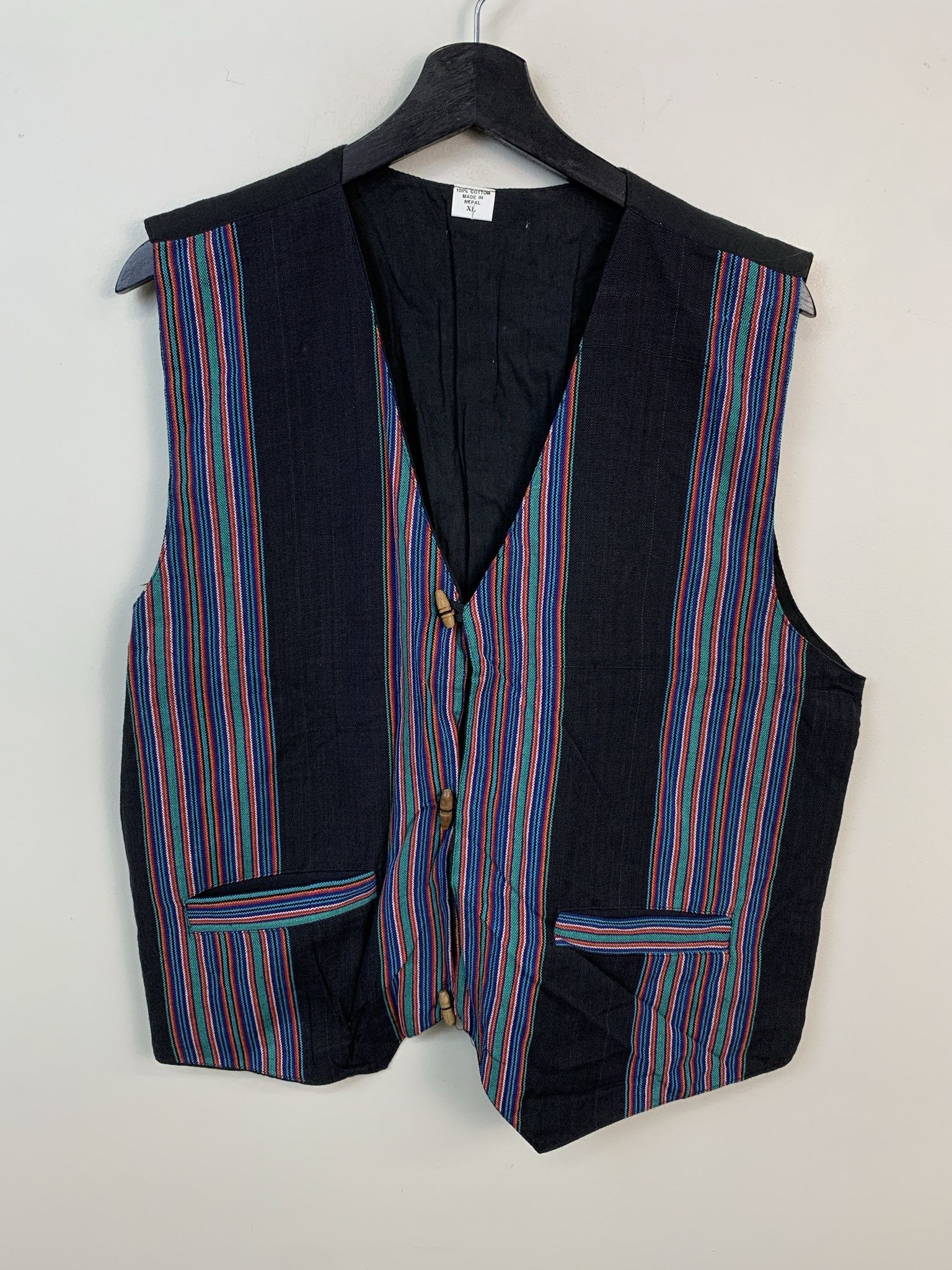 Other Vintage 1980s Vest Nepalese Red Blue Vertical Stripe Vest Size L Size US L / EU 52-54 / 3 - 1 Thumbnail