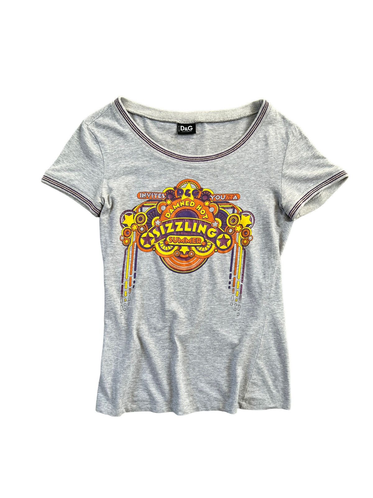 Dolce & Gabbana × Vintage Y2K Dolce & Gabbana Wide Neck Summer Tshirt Size XS / US 0-2 / IT 36-38 - 2 Thumbnail