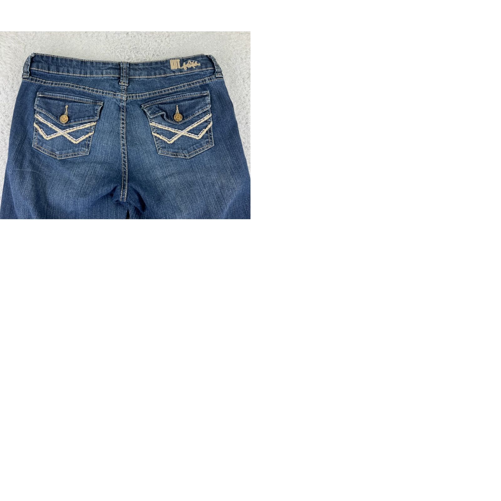 Vintage KUT from the Kloth Jeans Women 8 Blue Denim Bootcut Low Rise 30x30 Cotton Distressed Embroidered Logo Regular 30 in Inseam Size 30" / US 8 / IT 44 - 10 Thumbnail