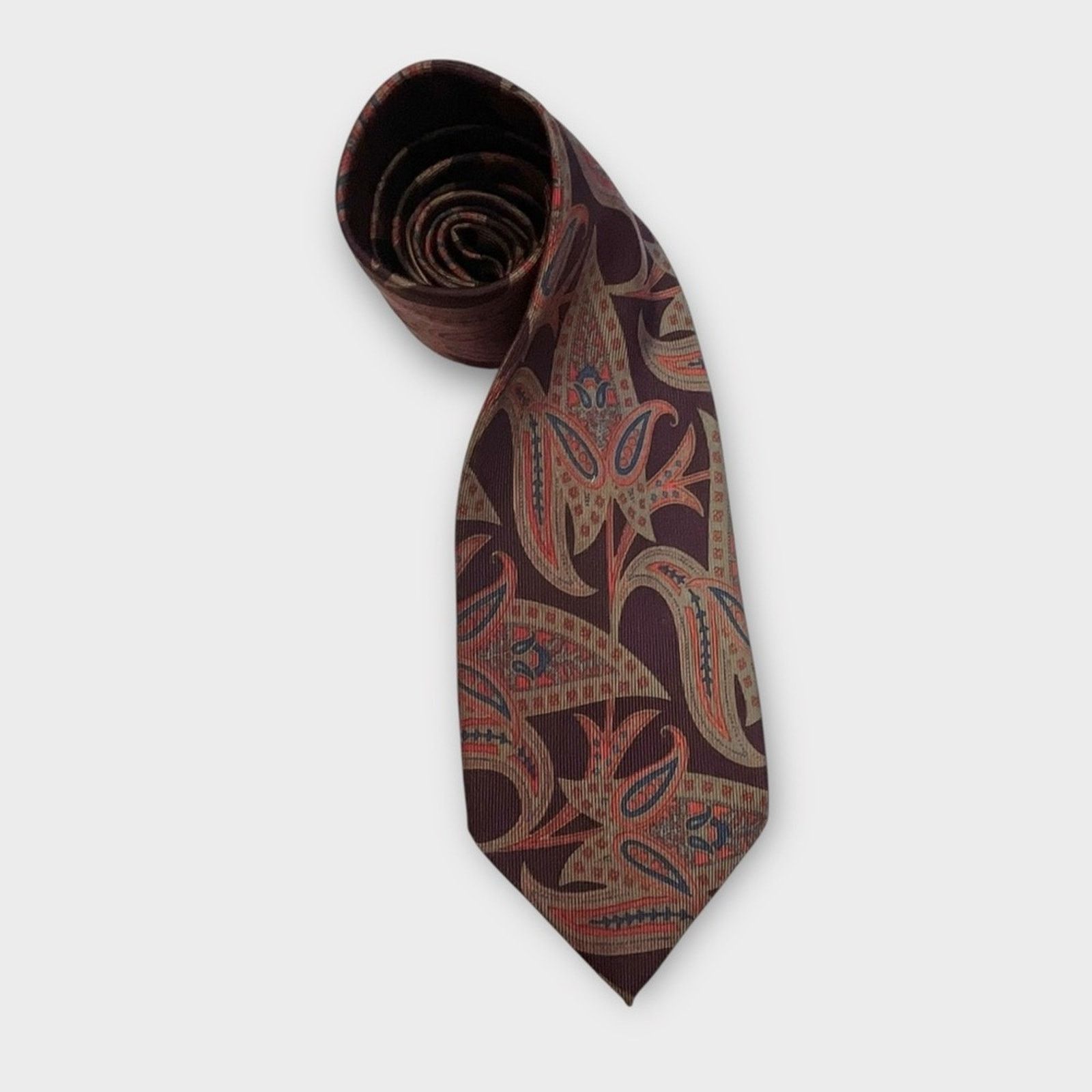Luciano Barbera LUCIANO BARBERA dark purple fall tones paisley silk tie Size ONE SIZE - 1 Thumbnail