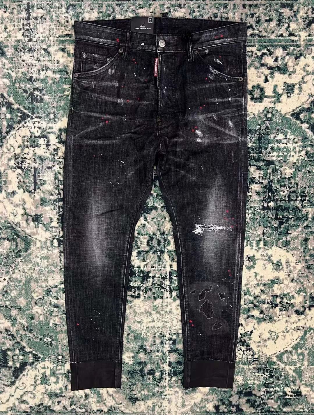 Dsquared2 Black Distressed Denim Jeans with Paint Splatters Size US 28 / EU 44 - 1 Thumbnail
