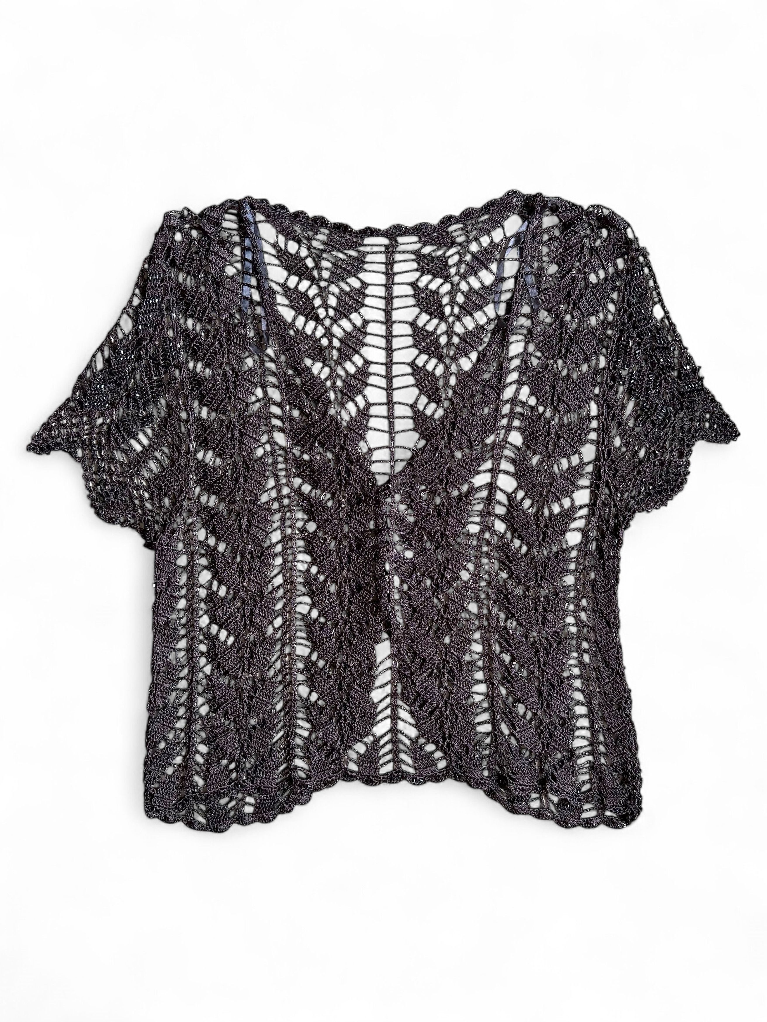 Vintage Vintage Crochet Beaded Top Shirt Blouse Cardigan Size M / US 6-8 / IT 42-44 - 4 Thumbnail