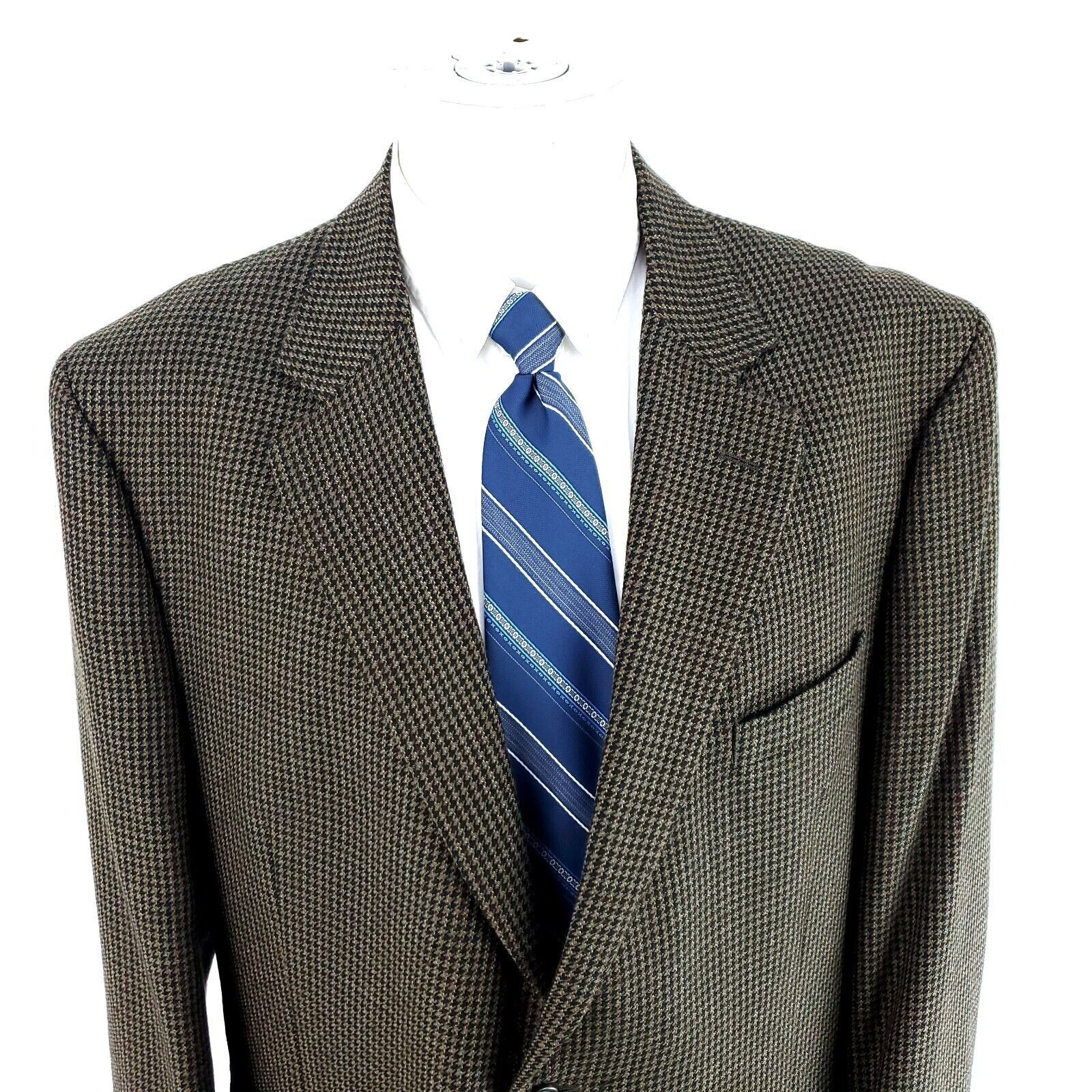 Jos. A. Bank Jos A Bank Tweed Wool 2 Button Sport Coat 44R Green Black Ho Size 44R - 1 Thumbnail