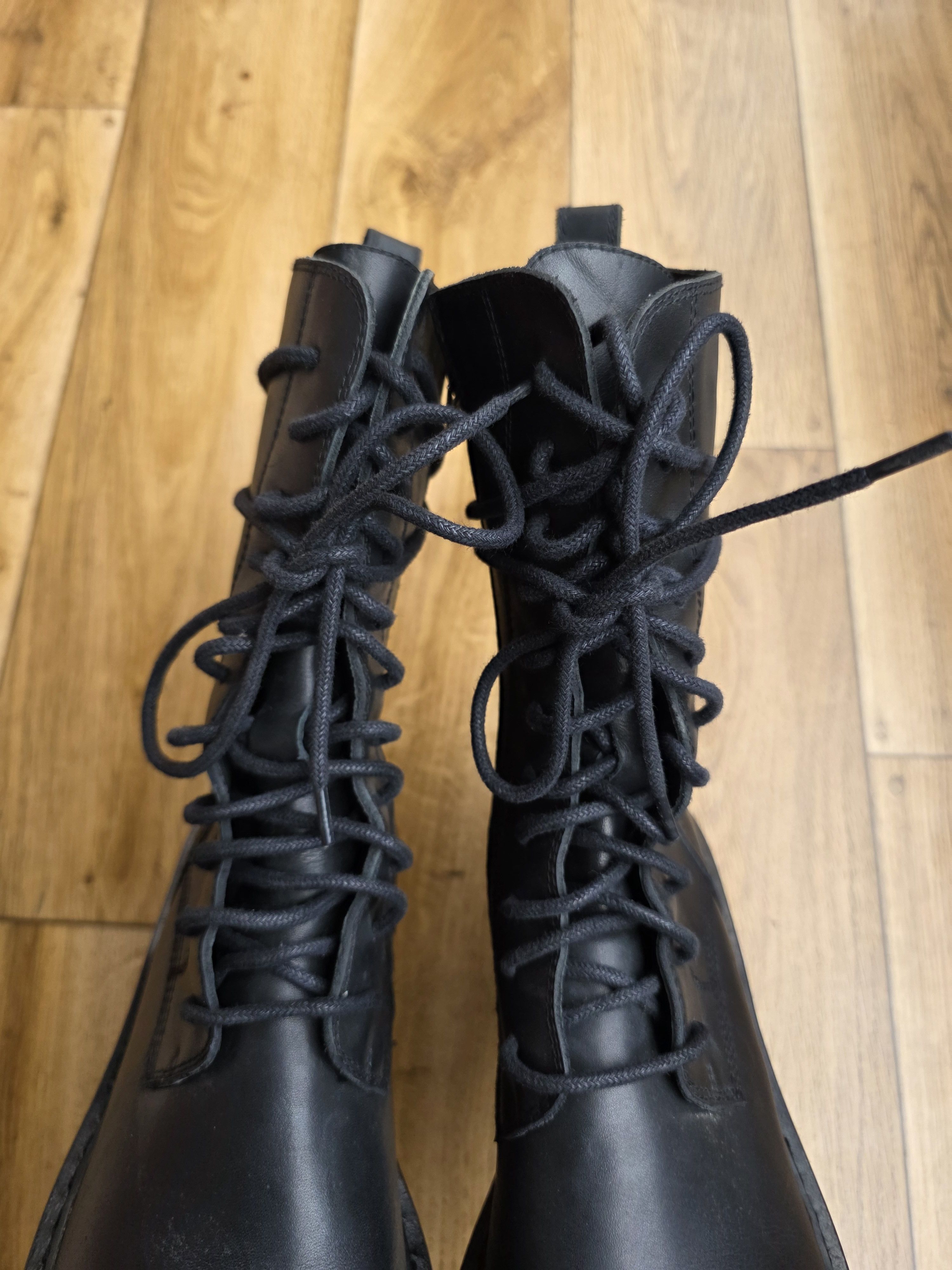 Ann Demeulemeester Ann Demeulemeester Heeled Lace up Leather Ankle Combat Boots Size US 10 / IT 40 - 10 Thumbnail