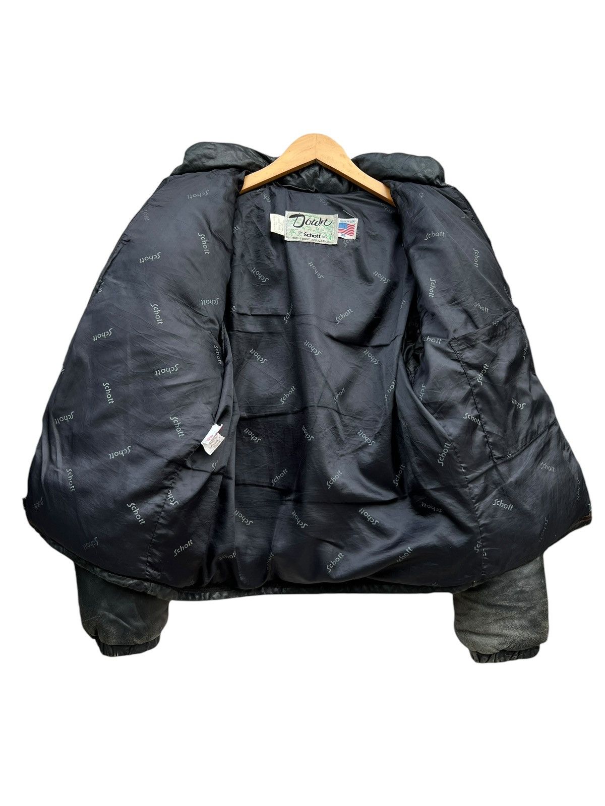Schott × Vintage Vintage Schott Black Leather Puffer Down Jacket Size US M / EU 48-50 / 2 - 7 Thumbnail