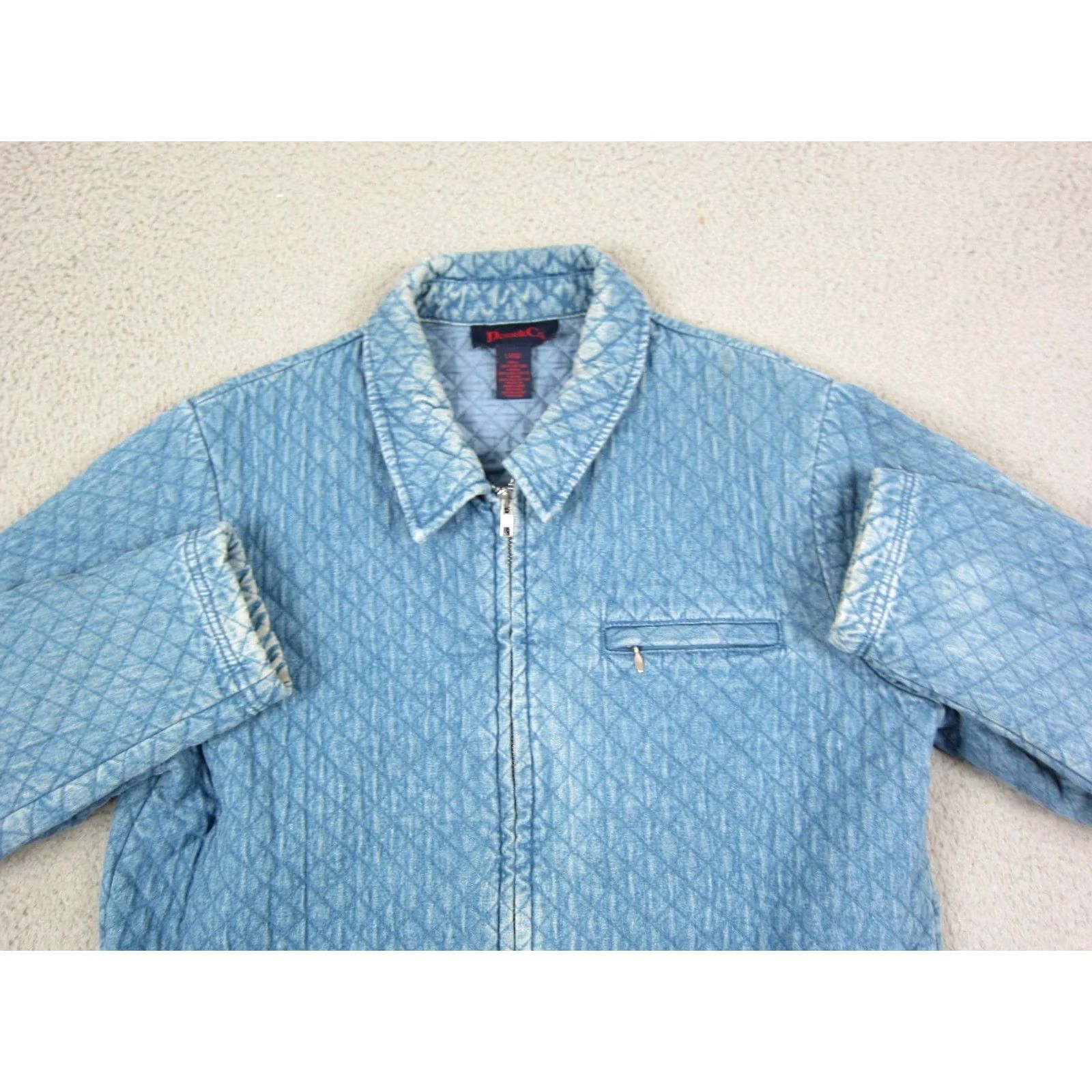 Denim & Co. Vintage Denim & Co Jacket Womens Large Blue Quilted Bomber Full Zip Cotton 90s Size L / US 10 / IT 46 - 2 Thumbnail