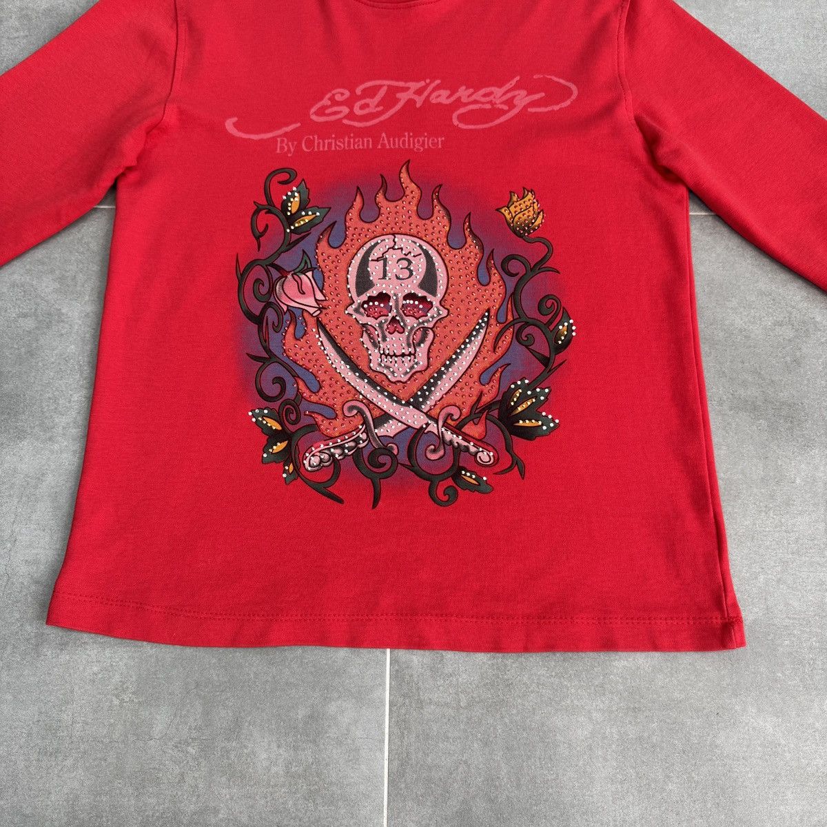 Christian Audigier Ed Hardy by Christian Audigier Skull Y2K Long Sleeve Shirt Size L / US 10 / IT 46 - 4 Thumbnail